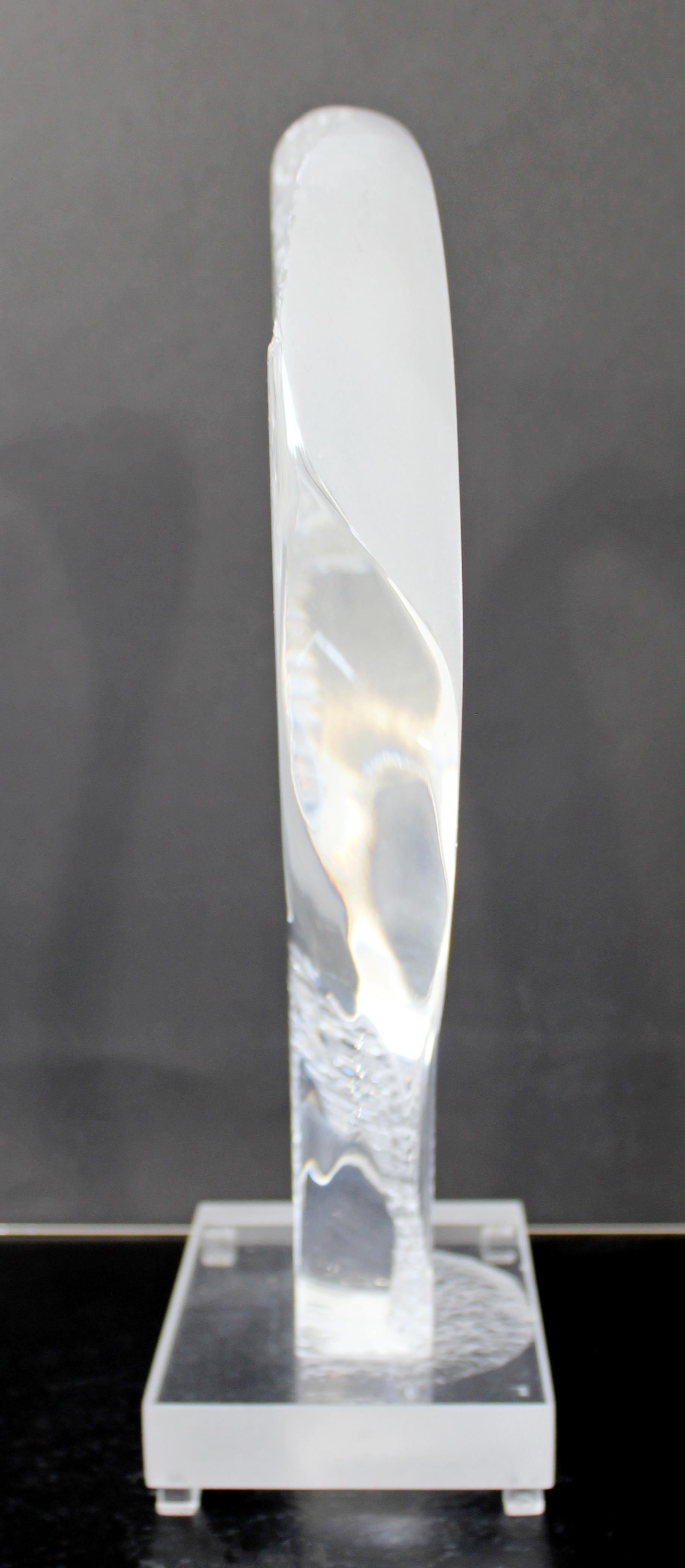 American Contemporary Modern Nani Signed Clear Lucite Acrylic Abstract Table Sculpture