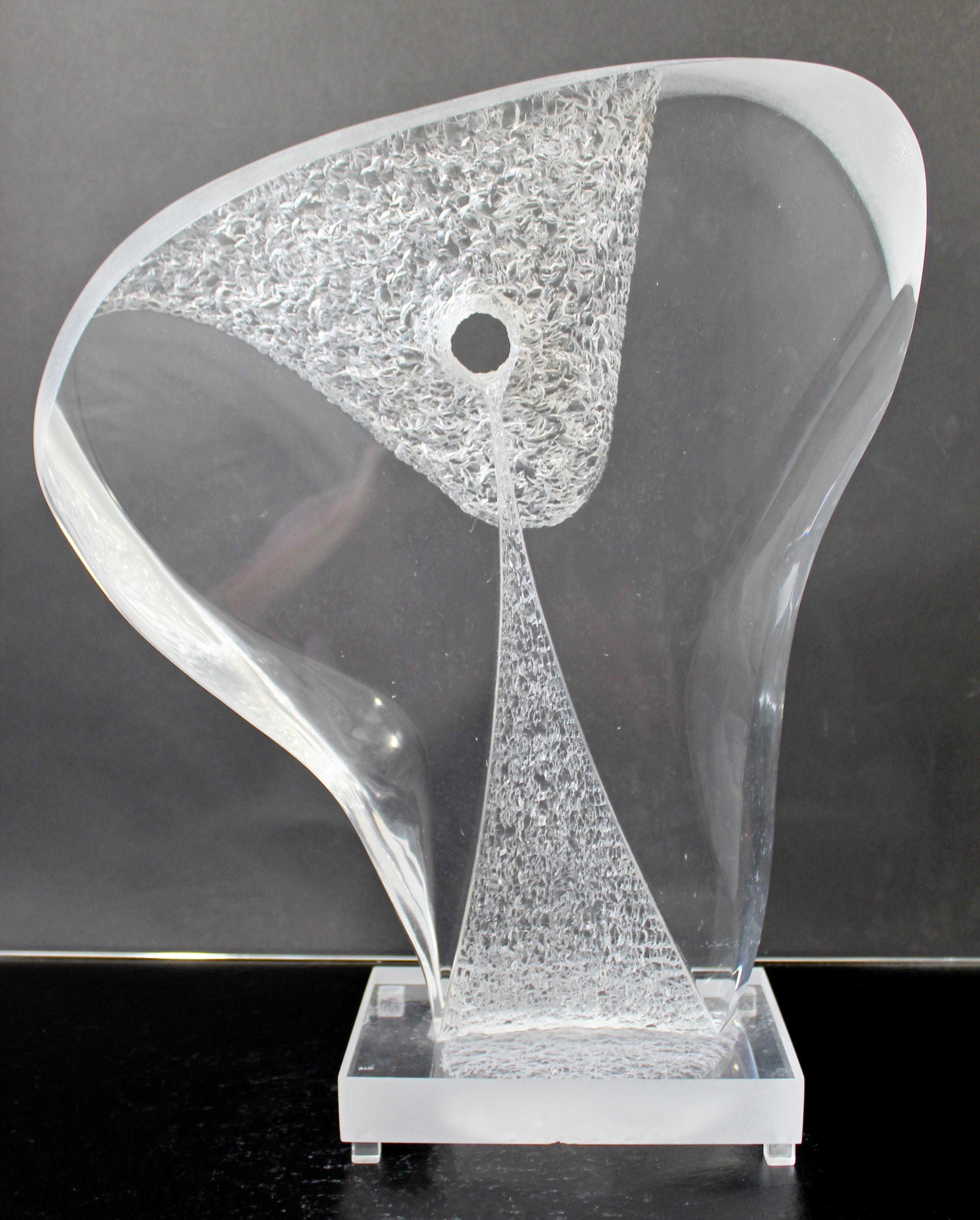 20th Century Contemporary Modern Nani Signed Clear Lucite Acrylic Abstract Table Sculpture