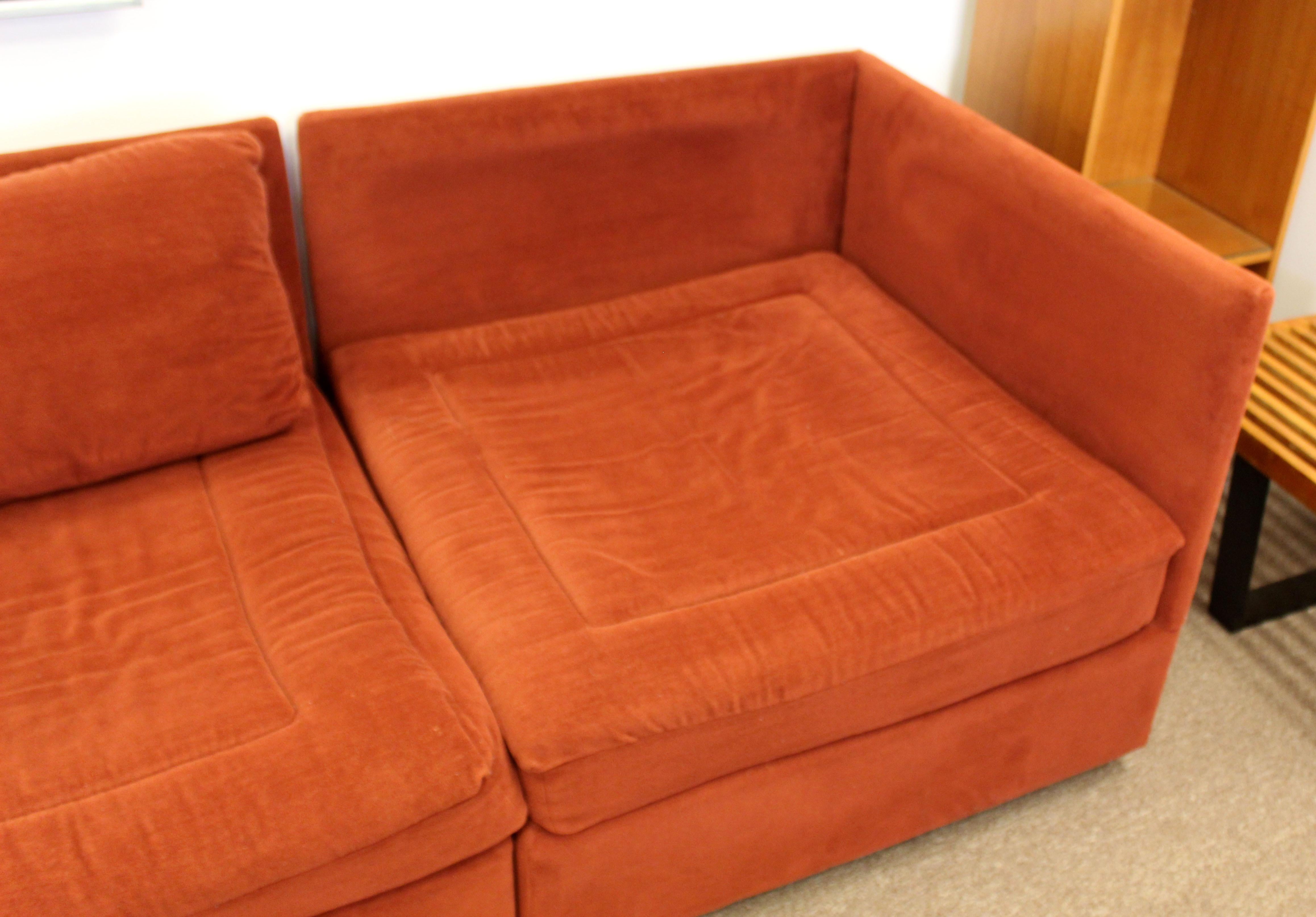 Mid-Century Modern Contemporary Modern Orange 5-Piece Sectional Sofa & Ottoman Baughman Era 1980s
