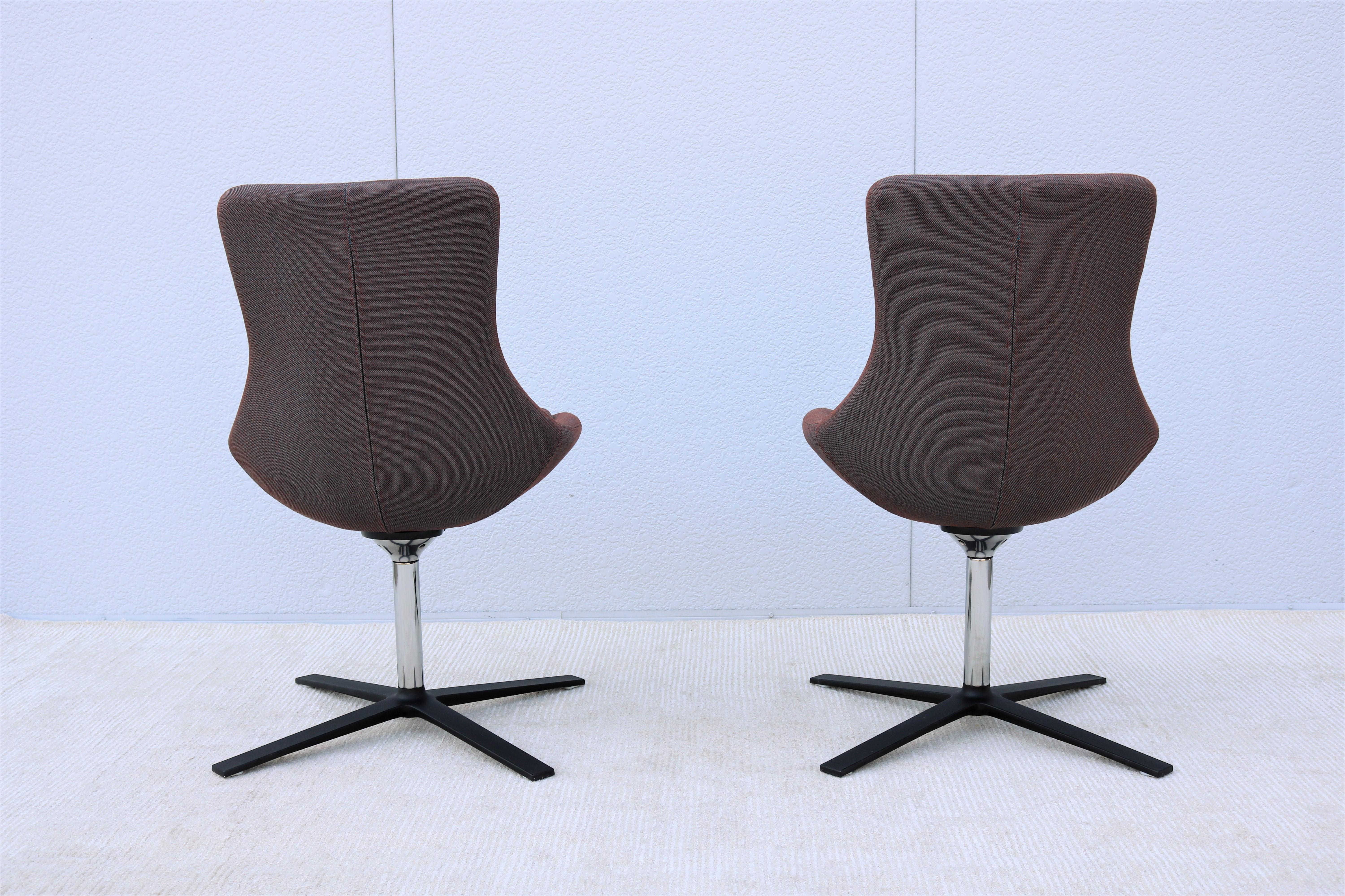 Contemporary Modern Orangebox Bloom Swivel and Tilt Guest Side Chairs, a Pair For Sale 1