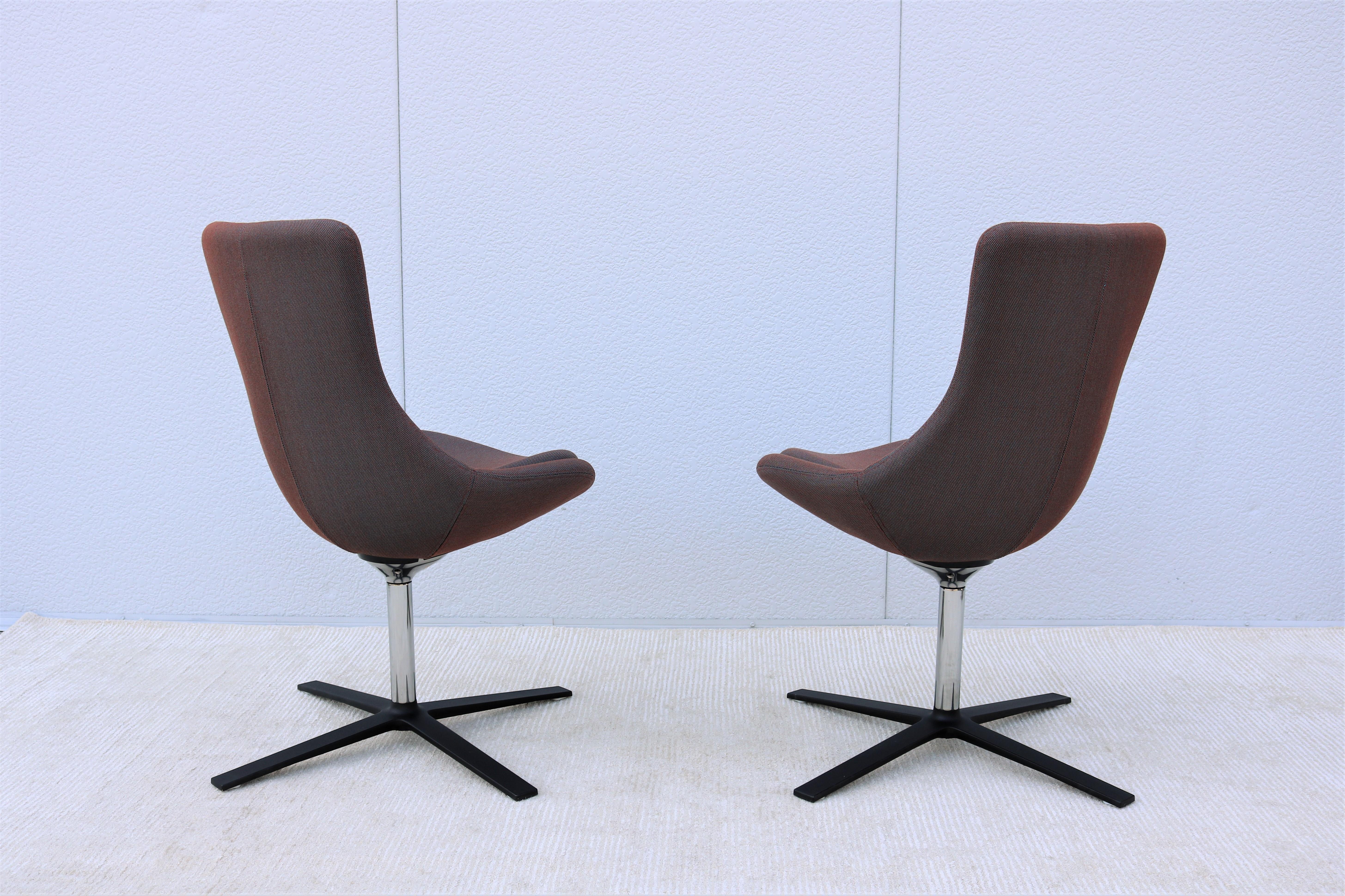 Contemporary Modern Orangebox Bloom Swivel and Tilt Guest Side Chairs, a Pair For Sale 2