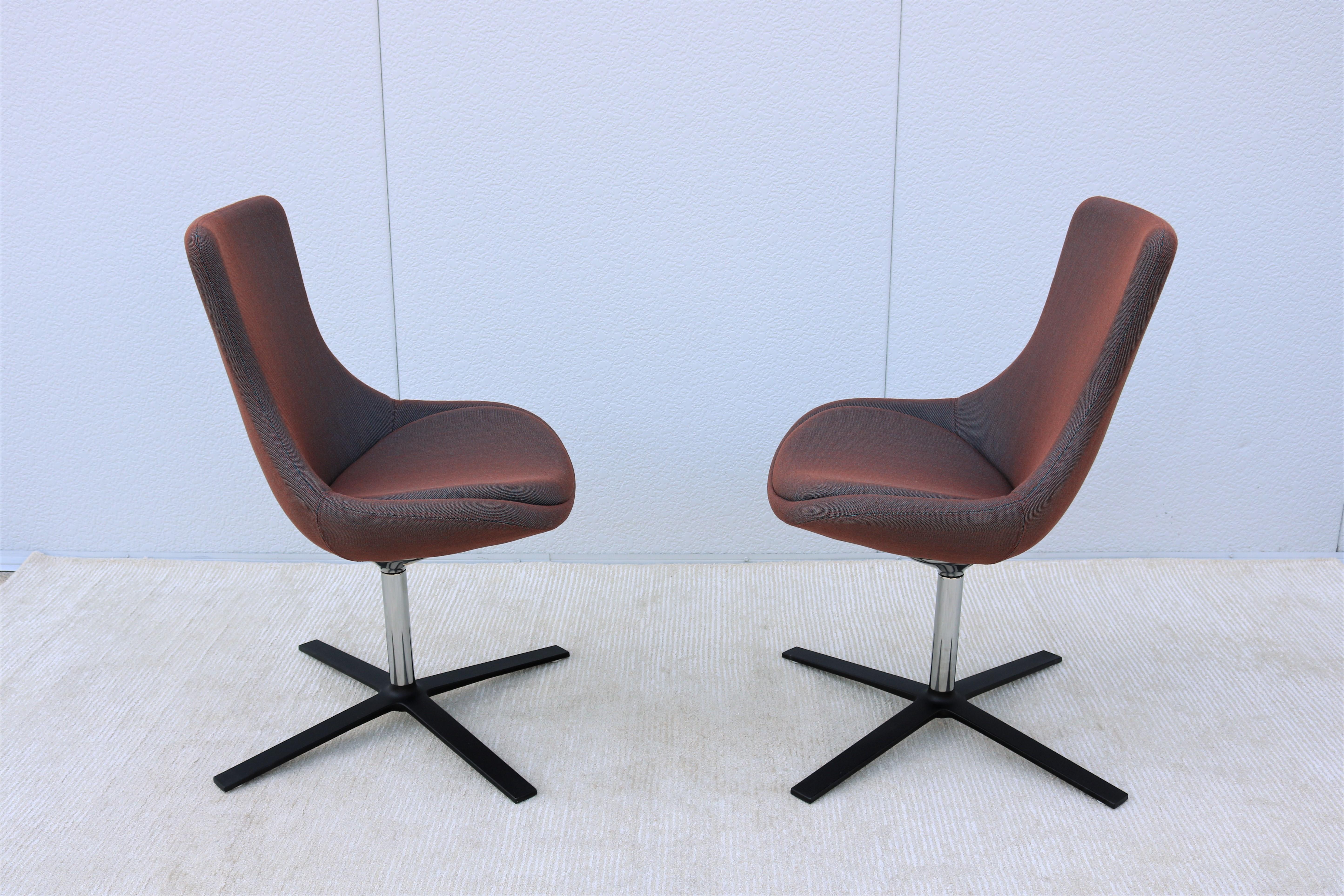 Contemporary Modern Orangebox Bloom Swivel and Tilt Guest Side Chairs, a Pair For Sale 3