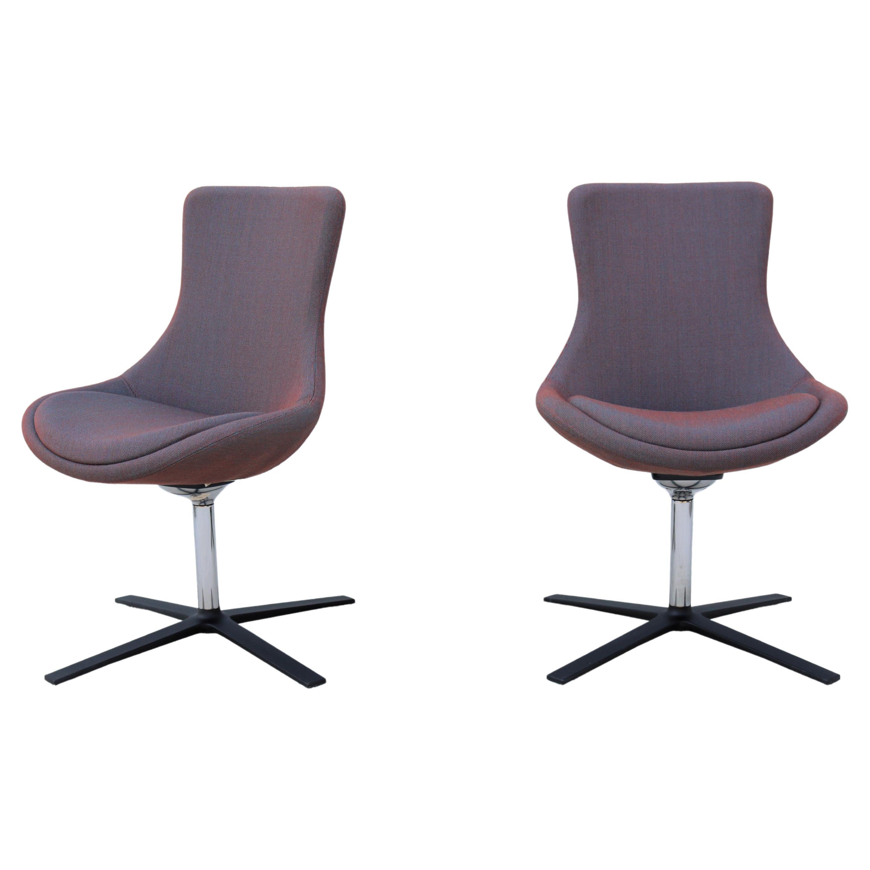 Contemporary Modern Orangebox Bloom Swivel and Tilt Guest Side Chairs, a Pair For Sale