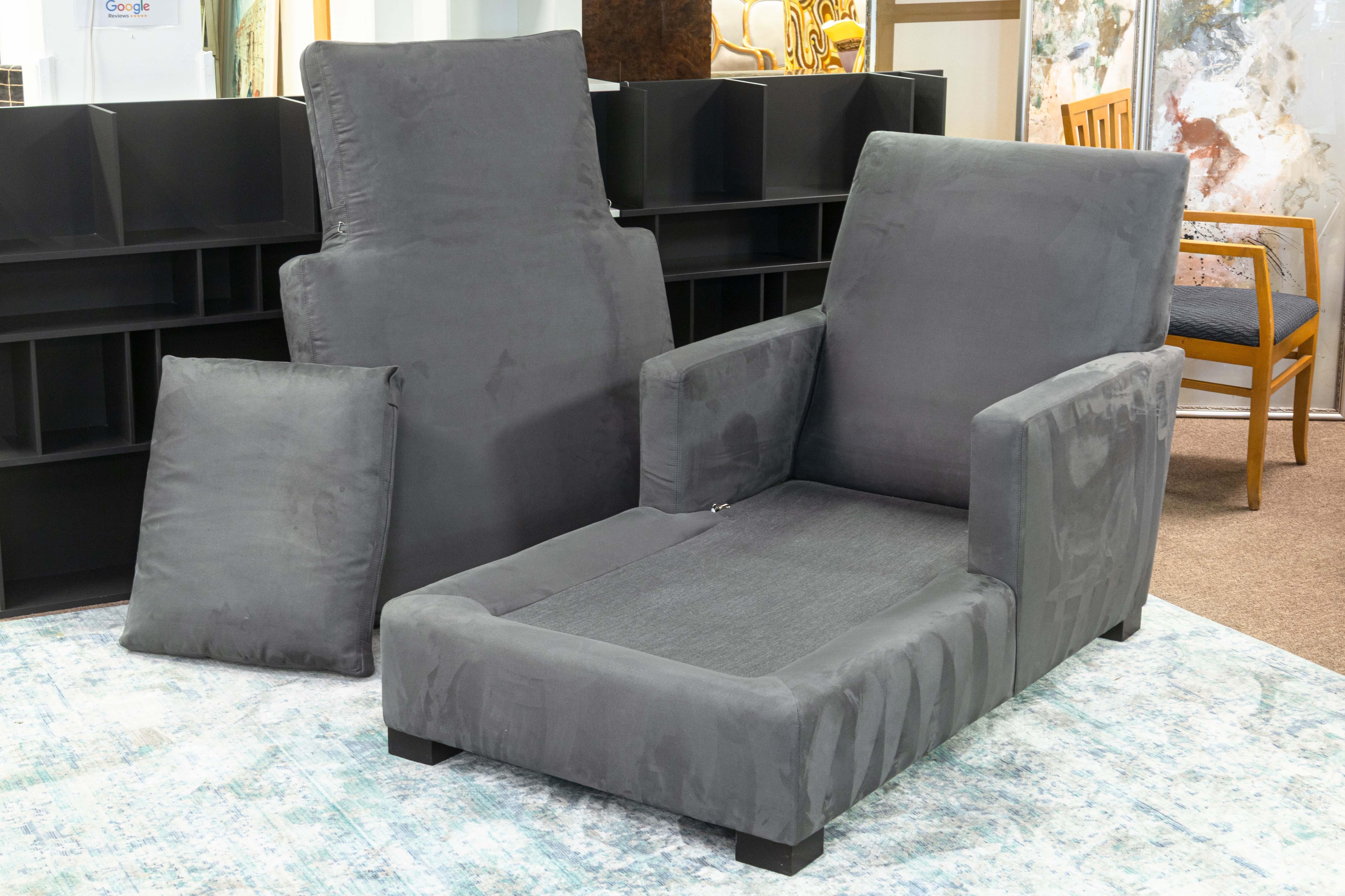 Contemporain Moderne Surdimensionné Gris Chaise Lounge Canapé Chaise Fauteuil en vente 2
