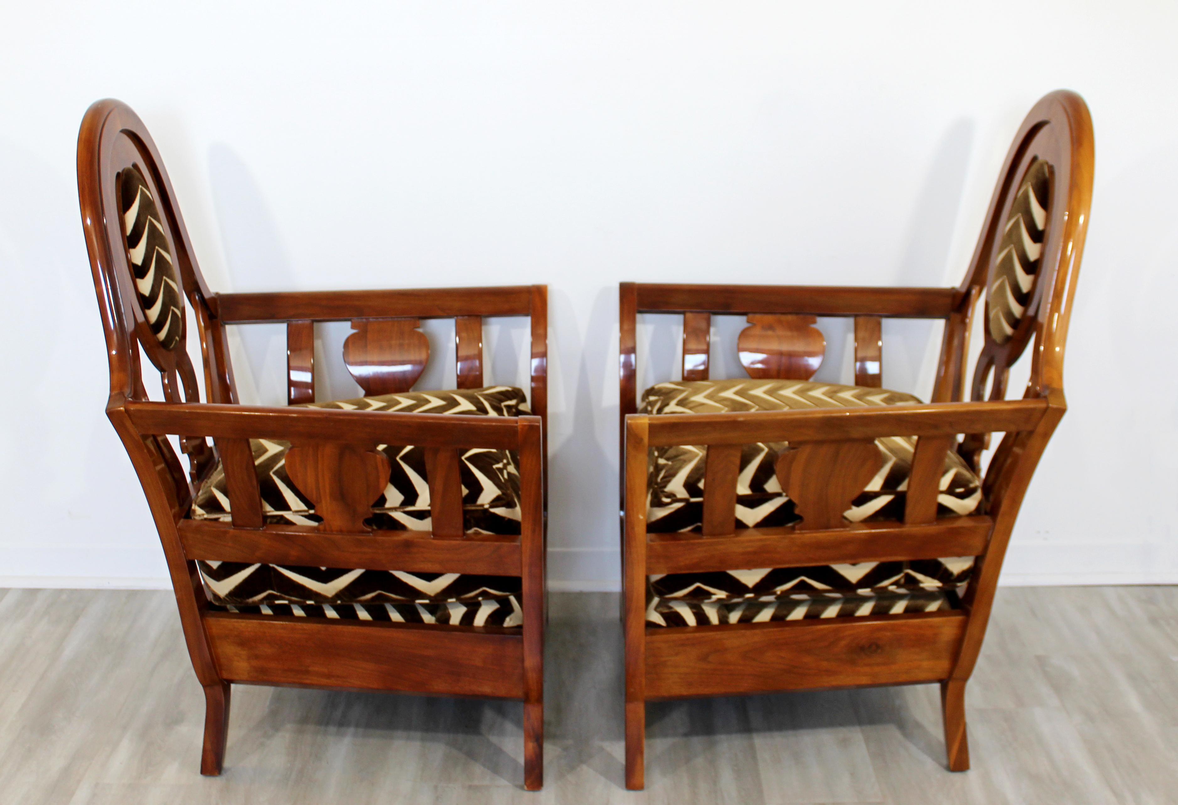 Contemporary Modern Pair of Art Deco Style Zebra Print Studio Curved Armchairs In Good Condition In Keego Harbor, MI