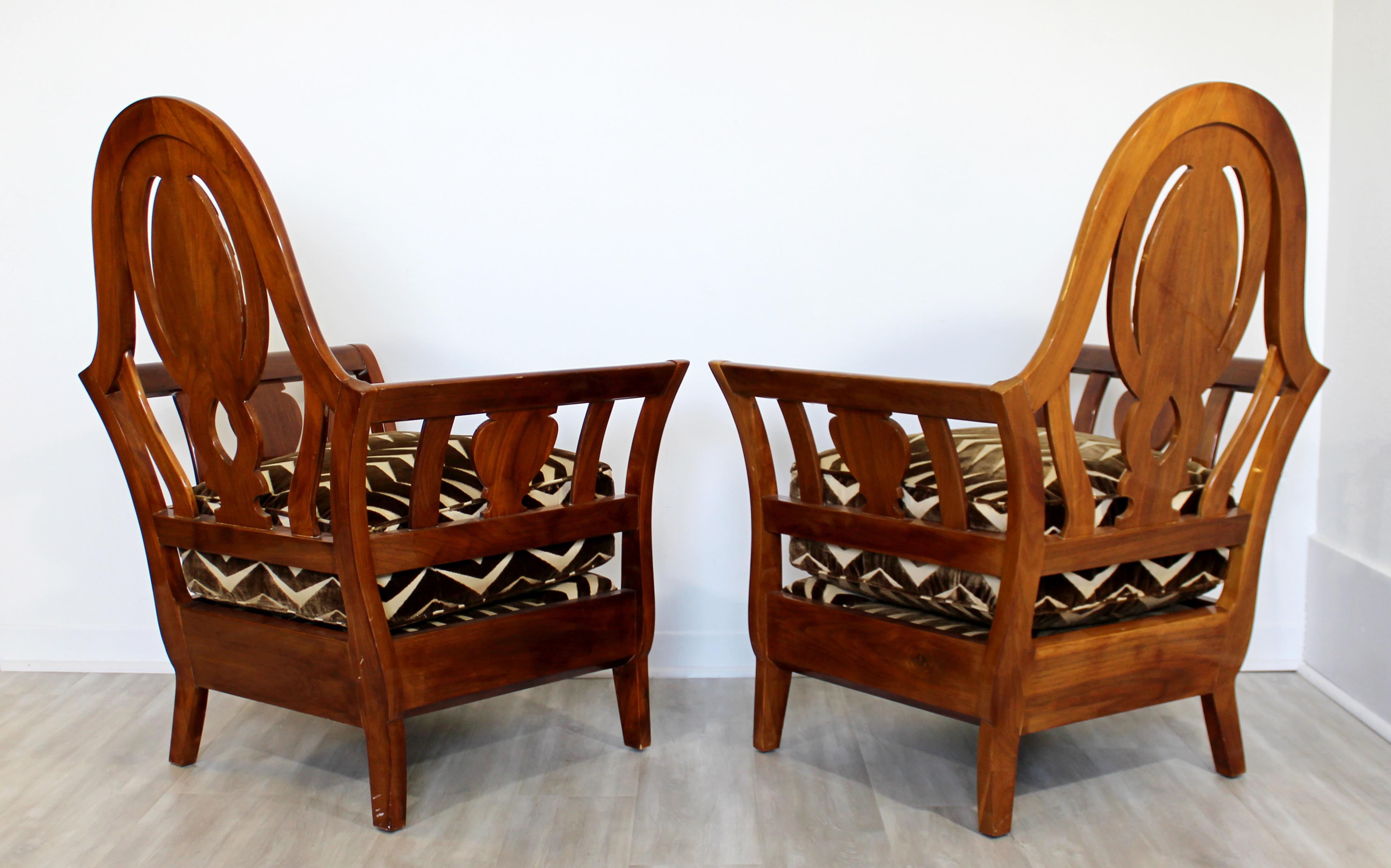 20th Century Contemporary Modern Pair of Art Deco Style Zebra Print Studio Curved Armchairs