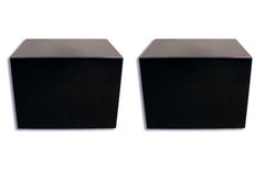 Contemporary Modern Pair of Black Granite End Side Cube Tables