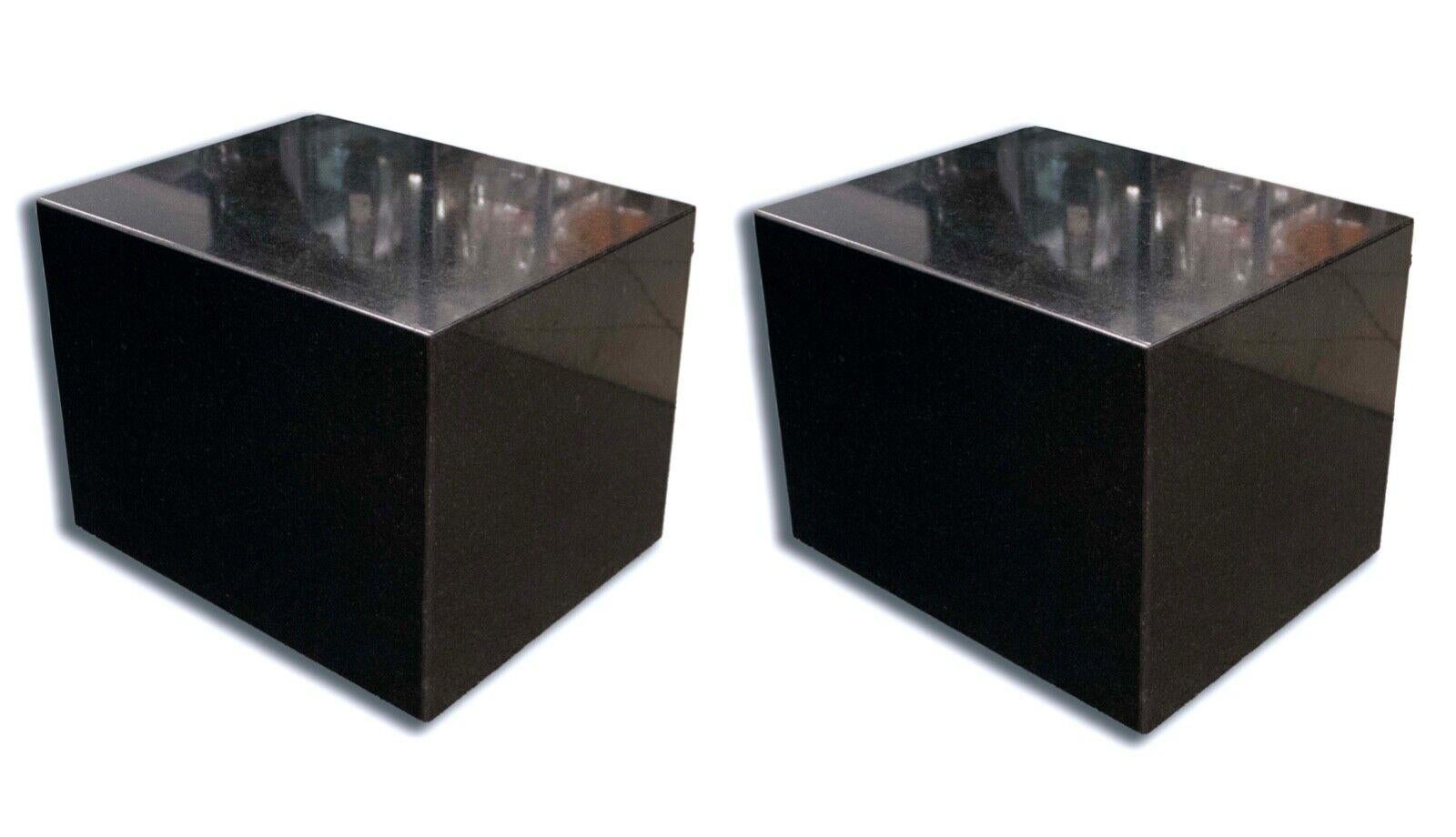 Contemporary Modern Pair of Black Granite End Side Cube Tables In Good Condition In Keego Harbor, MI