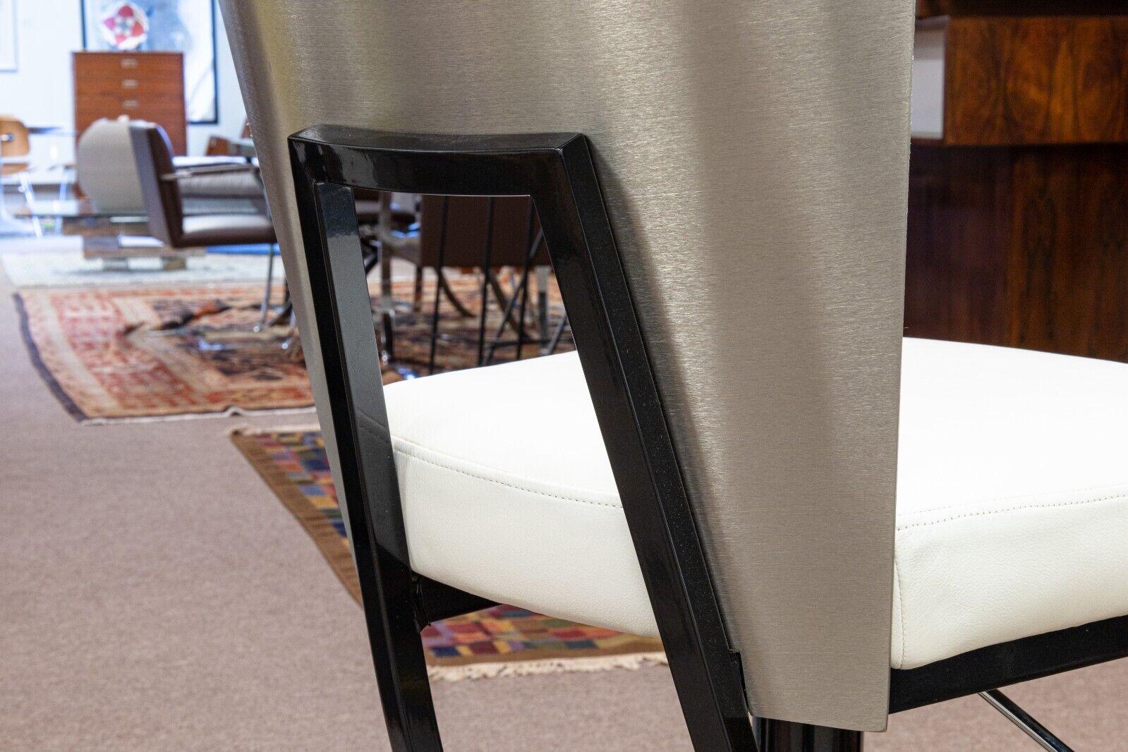 Contemporary Modern Pair of Elite Modern Black and White Barstools 4