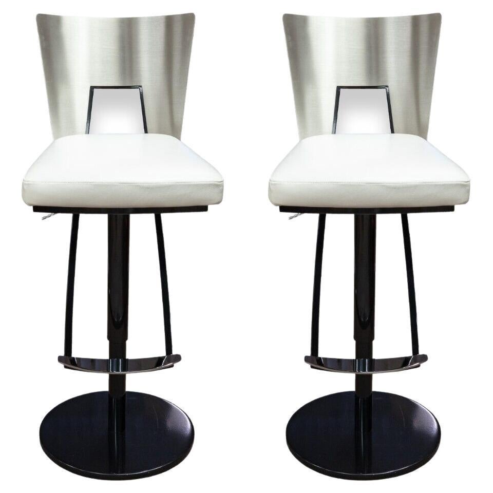 Contemporary Modern Pair of Elite Modern Black and White Barstools