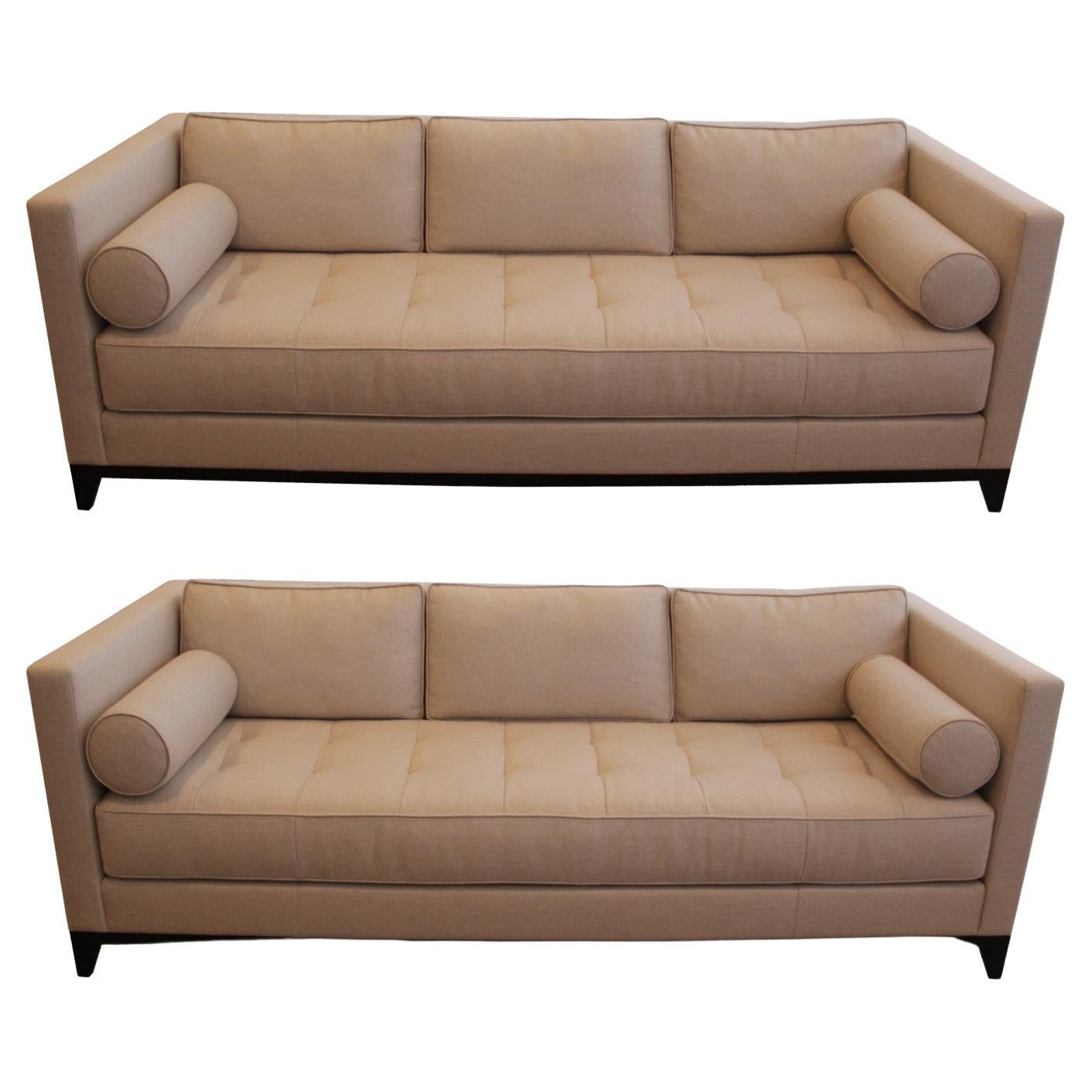 Contemporary Modern Pair of Interior Craft Sofas in Holly Hunt Fabric