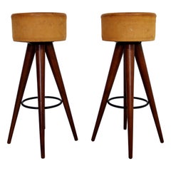 Vintage Contemporary Modern Pair of Italian Bar Stools Golia by Peregalli for Zeus