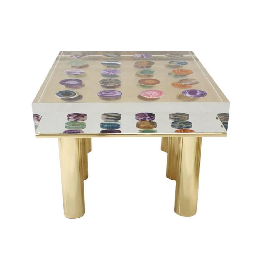 Brass Contemporary Modern Pair of Italian Coffee Tables Designed by Superego Studio For Sale