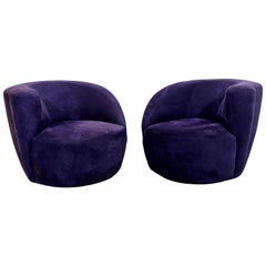 Contemporary Modern Pair of Kagan Corkscrew Swivel Chairs, 1980s