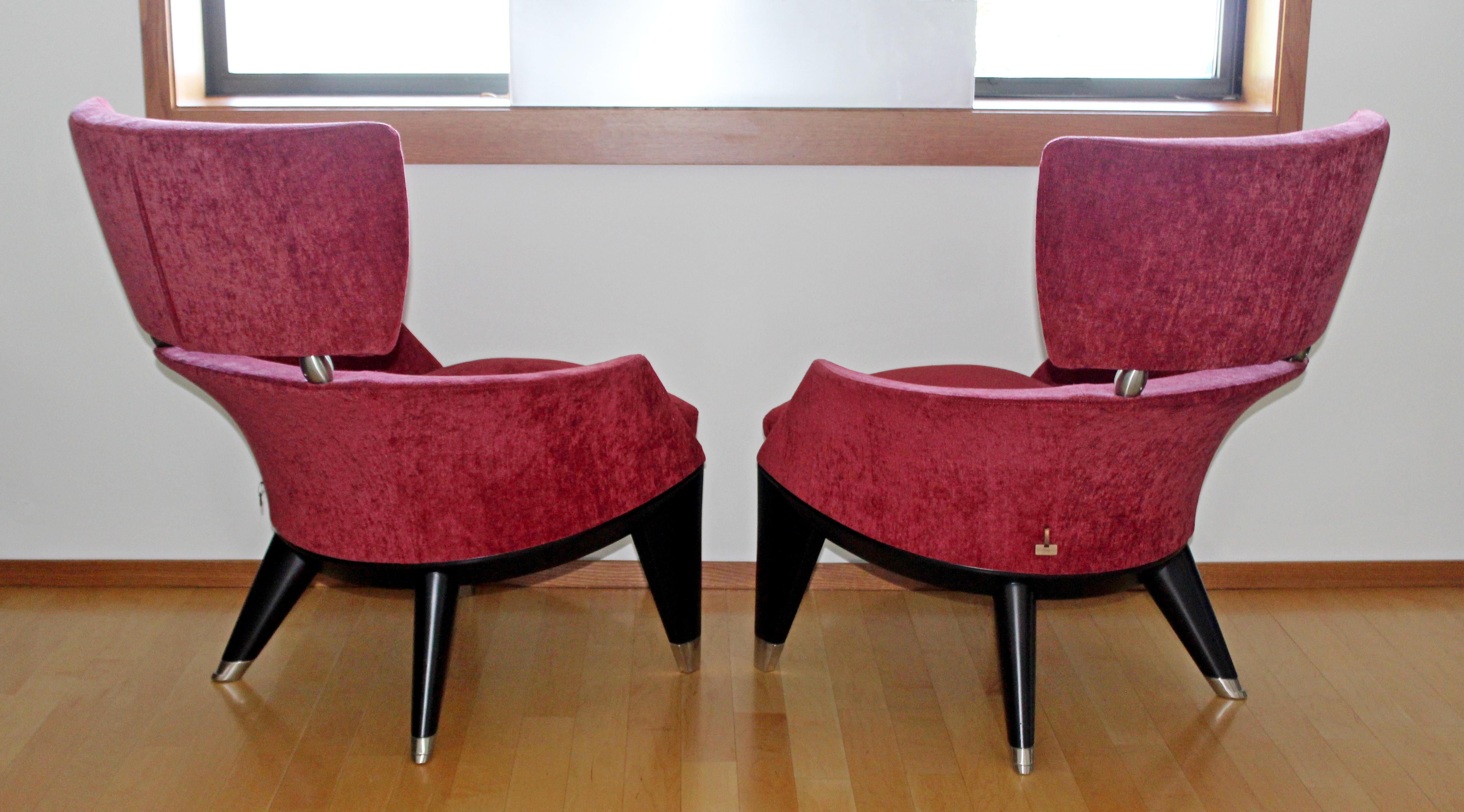 Italian Contemporary Modern Pair of Leon Krier for Giorgetti Armchairs 1990s Italy Red