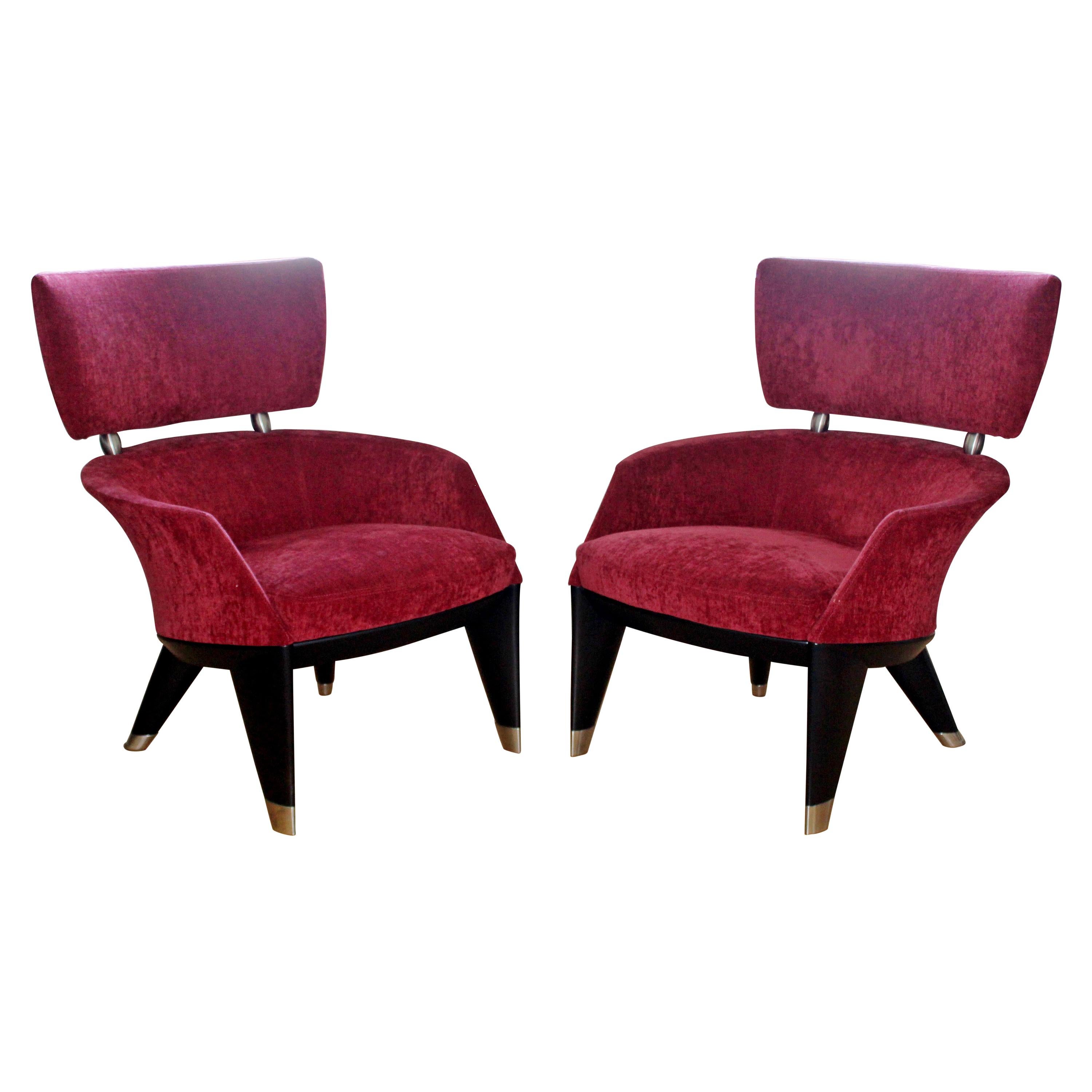 Contemporary Modern Pair of Leon Krier for Giorgetti Armchairs 1990s Italy Red