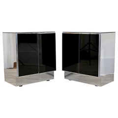 Contemporary Modern Pair of Mirrored Nightstands by Ello, 1980s