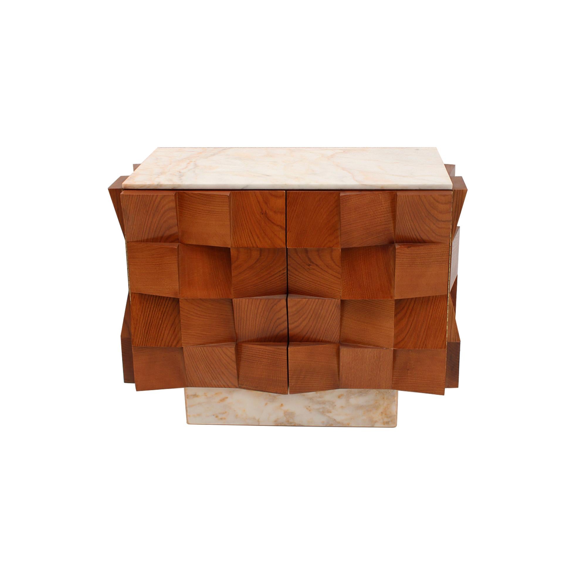 Paire de buffets modernes contemporains en Wood et dessus en marbre de Sienne, Italie Bon état - En vente à Madrid, ES