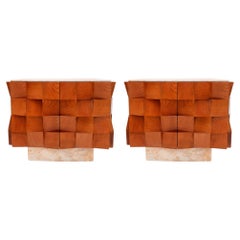 Contemporary Modern Pair of Sideboards in Wood and Siena Marble Top, Italy