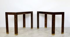 Contemporary Modern Pair of Vintage Henredon Console Tables Faux Tortoise Shell