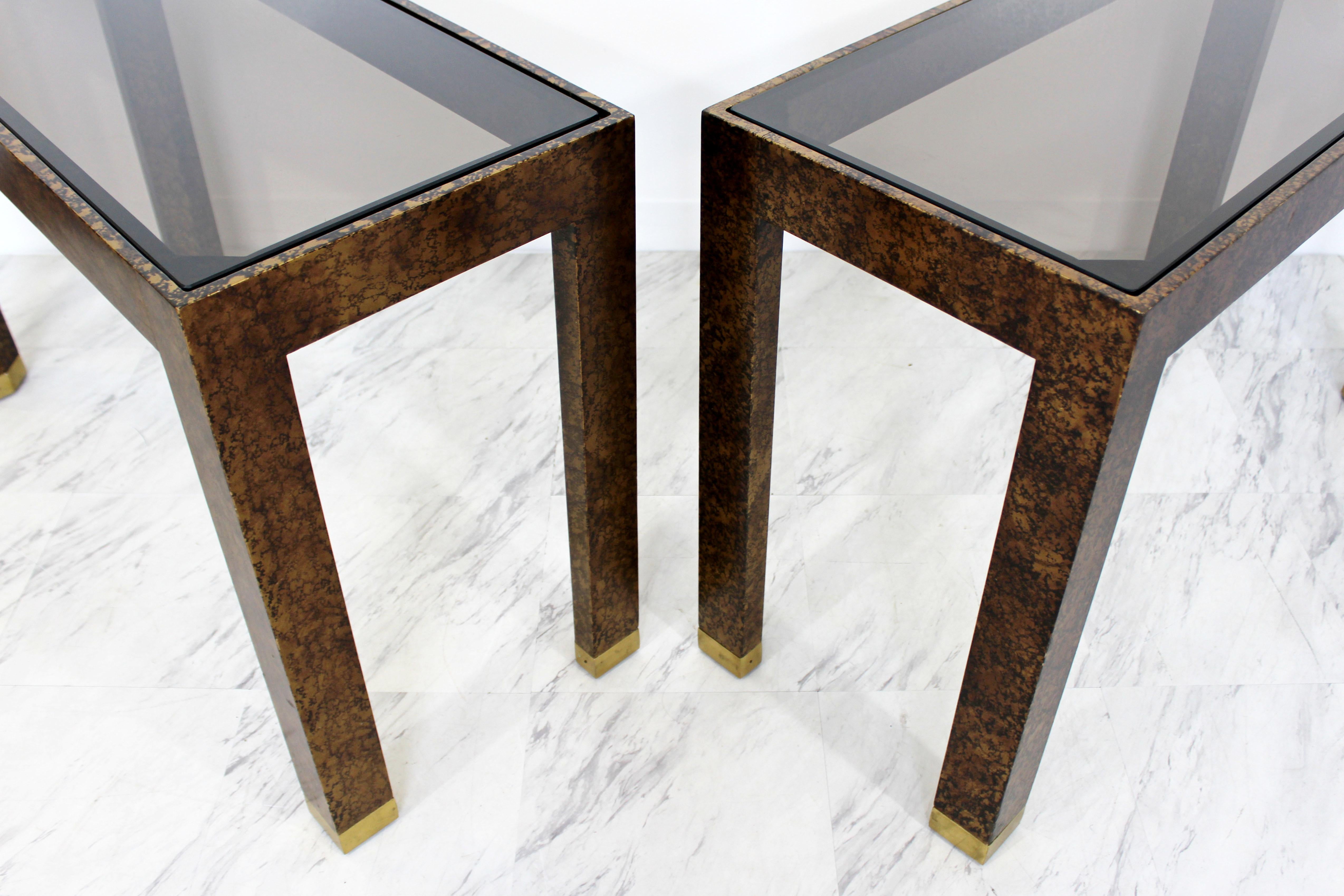 Contemporary Modern Pair of Vintage Henredon Console Tables Faux Tortoise Shell 4
