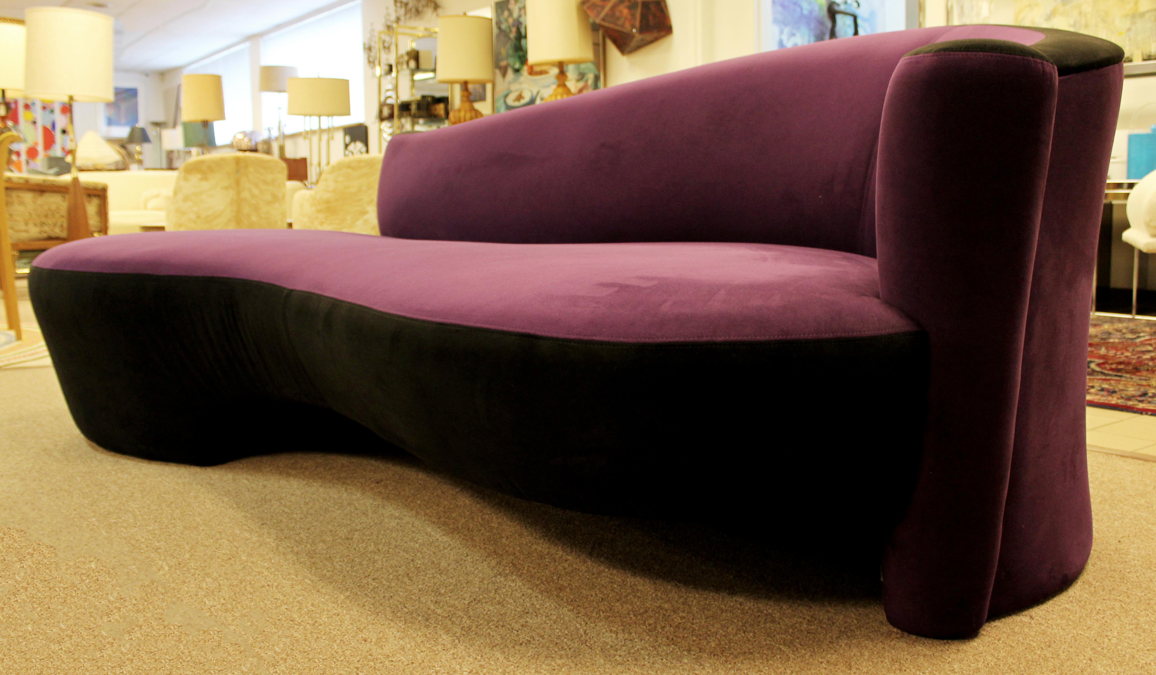 Contemporary Modern Purple Serpentine Cloud Sofas & Ottoman, Weiman 1