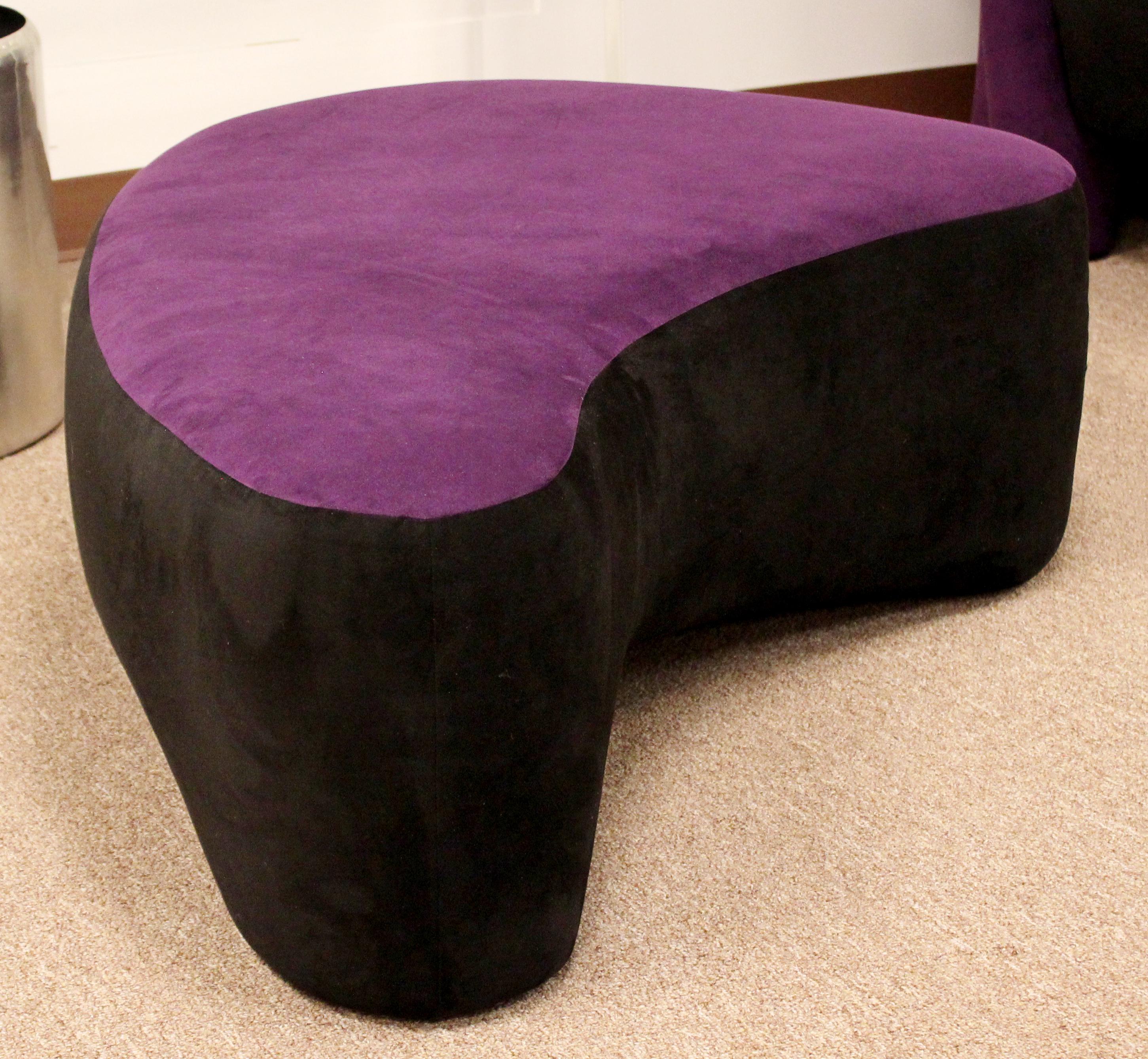 Contemporary Modern Purple Serpentine Cloud Sofas & Ottoman, Weiman 2