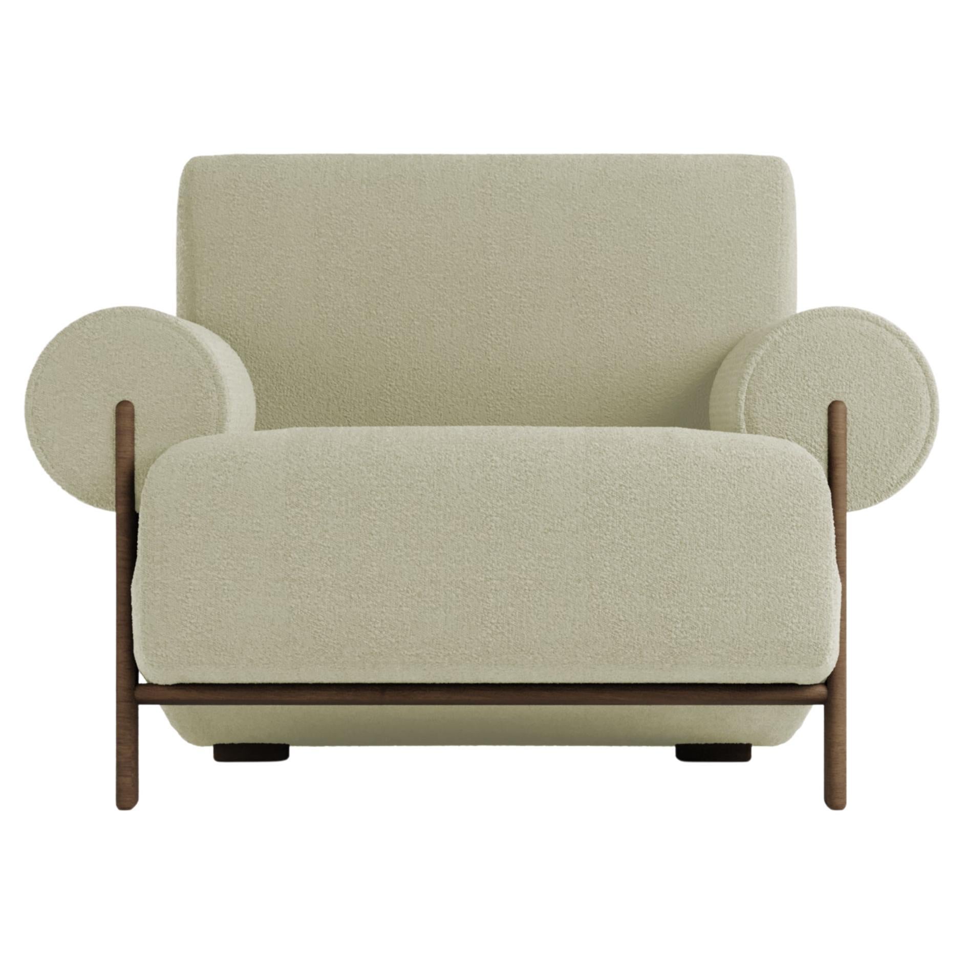 Contemporary Modern Paloma Armchair in Boucle Beige by Collector For Sale