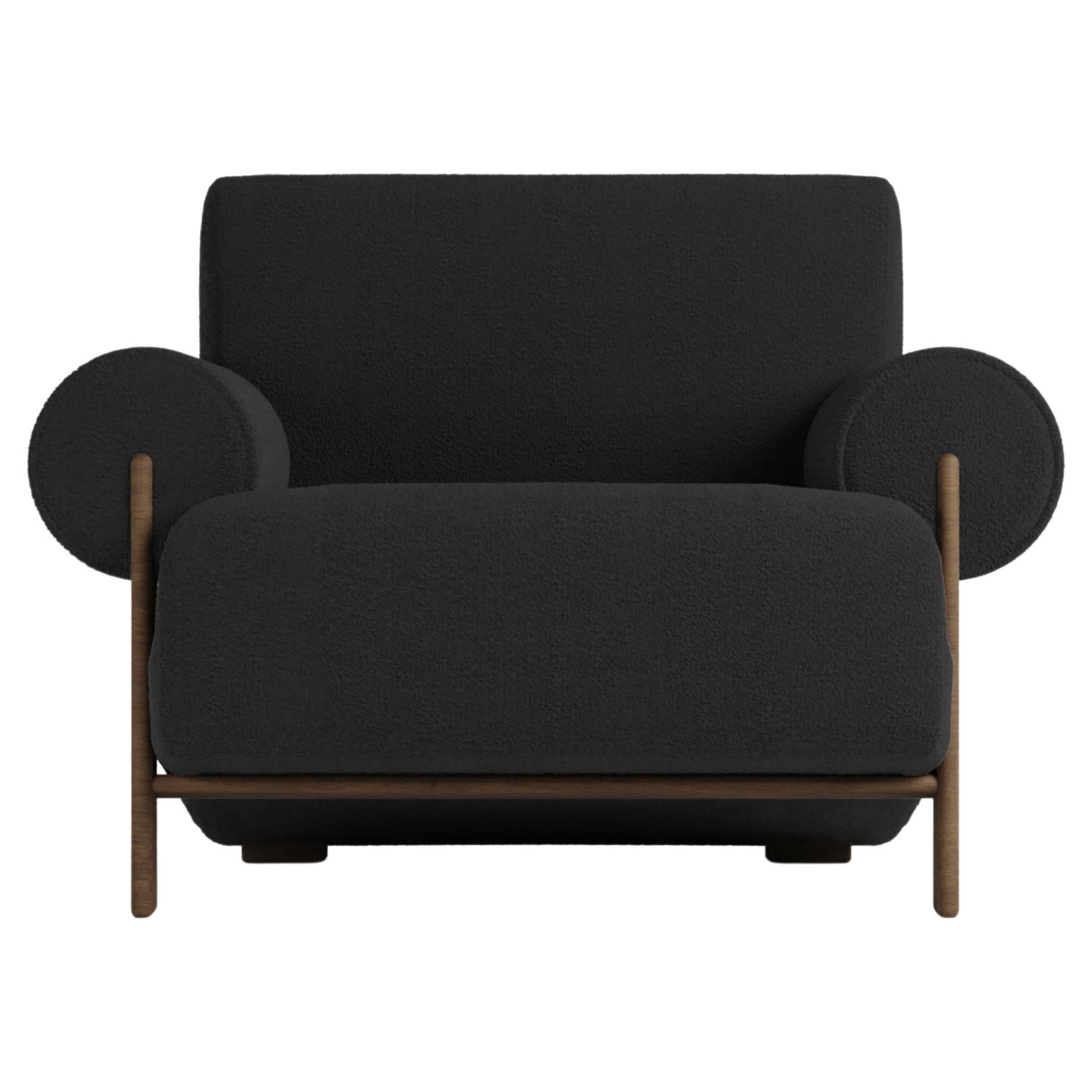 Contemporary Modern Paloma Armchair in Bouclé Black by Collector For Sale