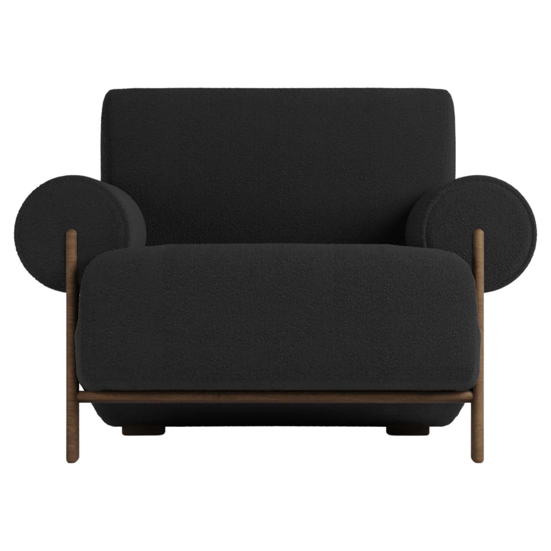 Fauteuil Paloma moderne contemporain en bouclette noire par Collector