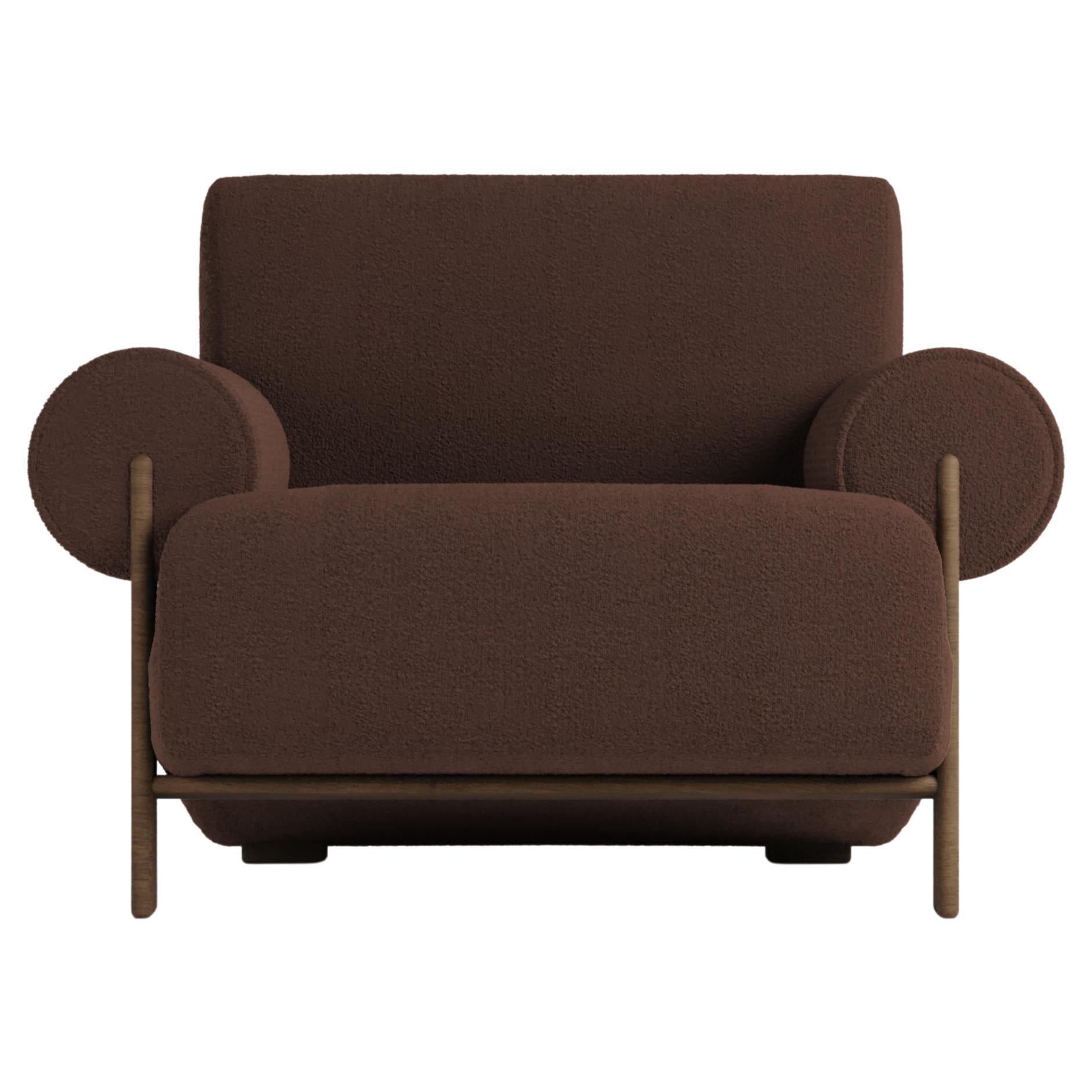 Contemporary Modern Paloma Armchair in Boucle Dark Brown by Collector