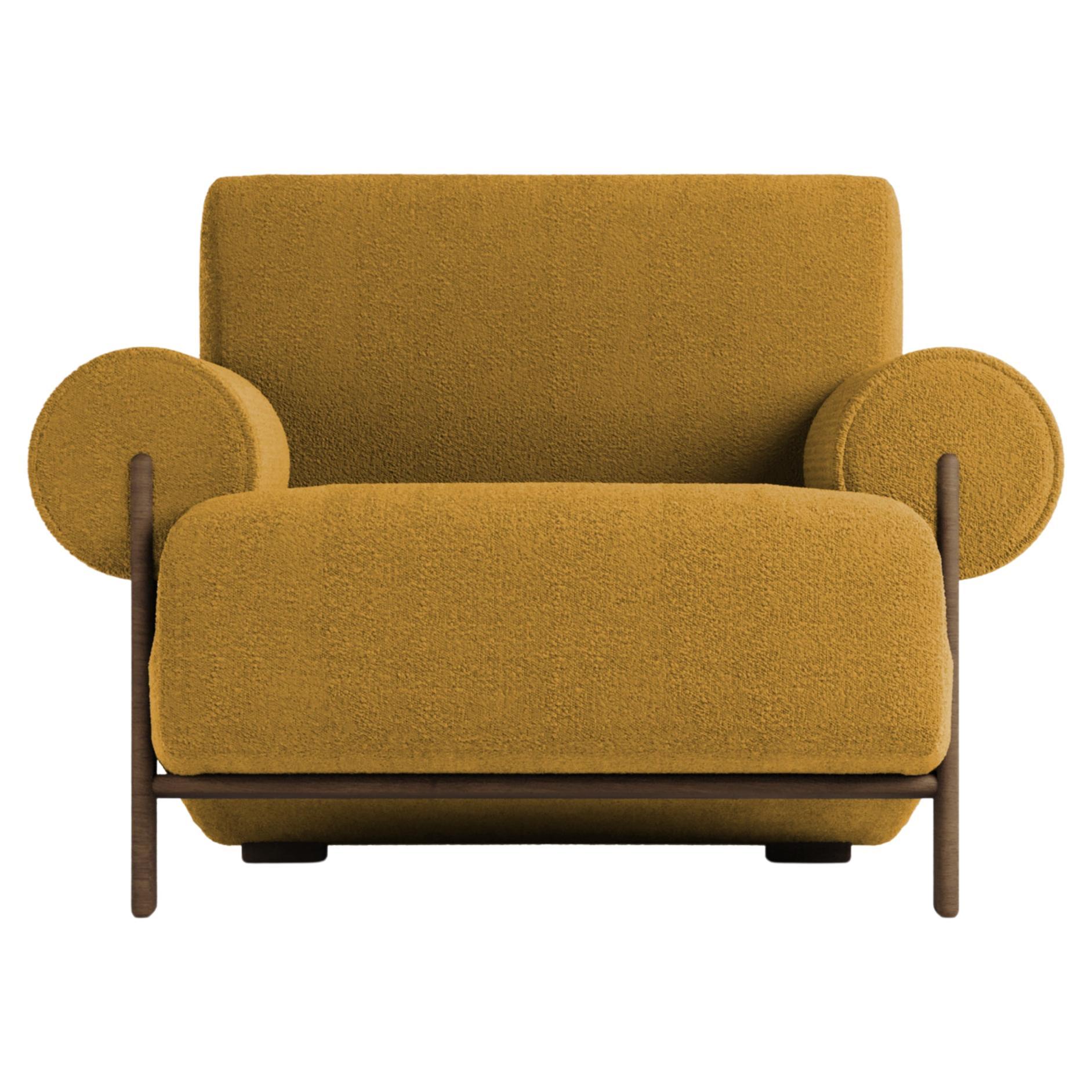 Contemporary Modern Paloma Armchair in Boucle Mustard by Collector For Sale