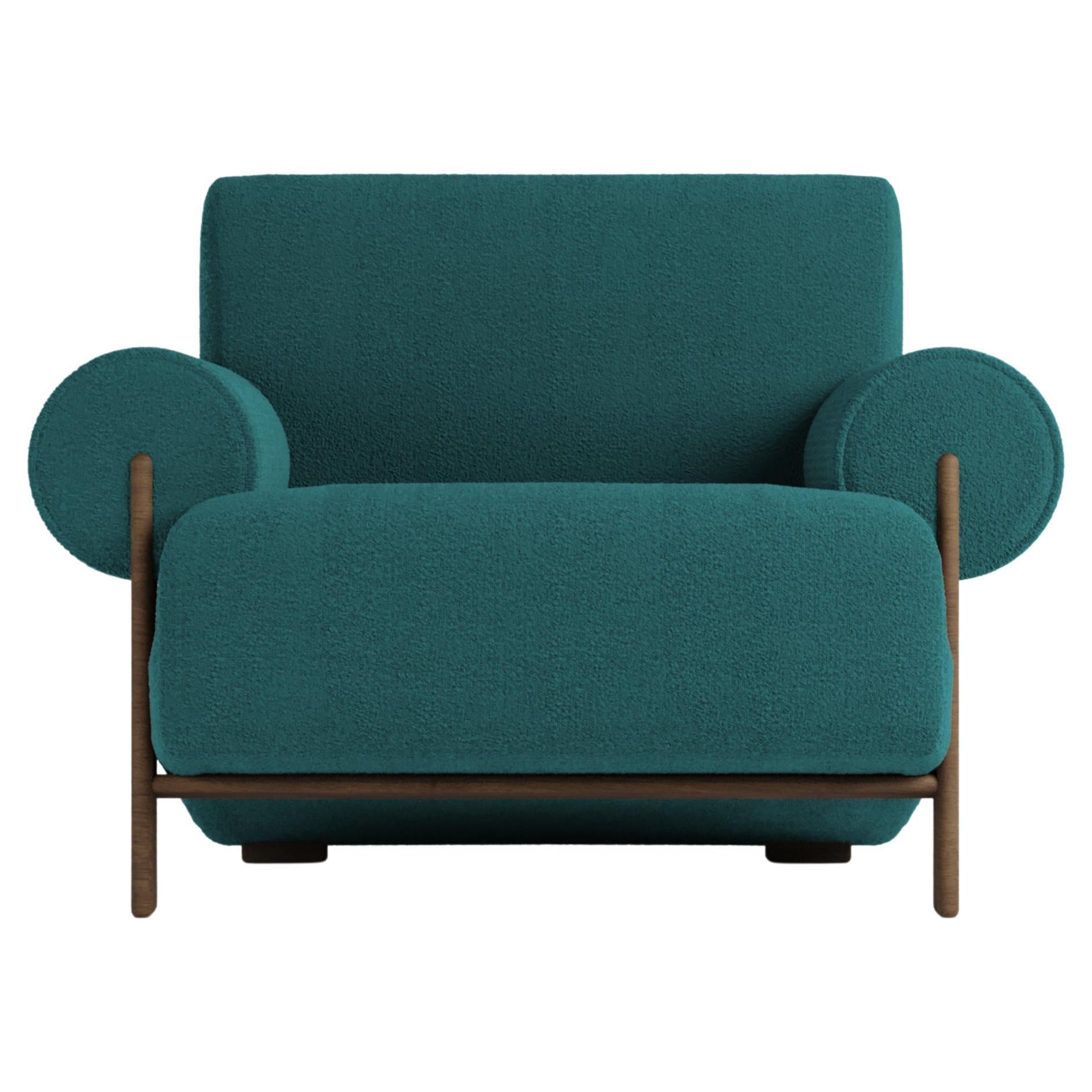 Contemporary Modern Paloma Armchair in Boucle Night Blue by Collector