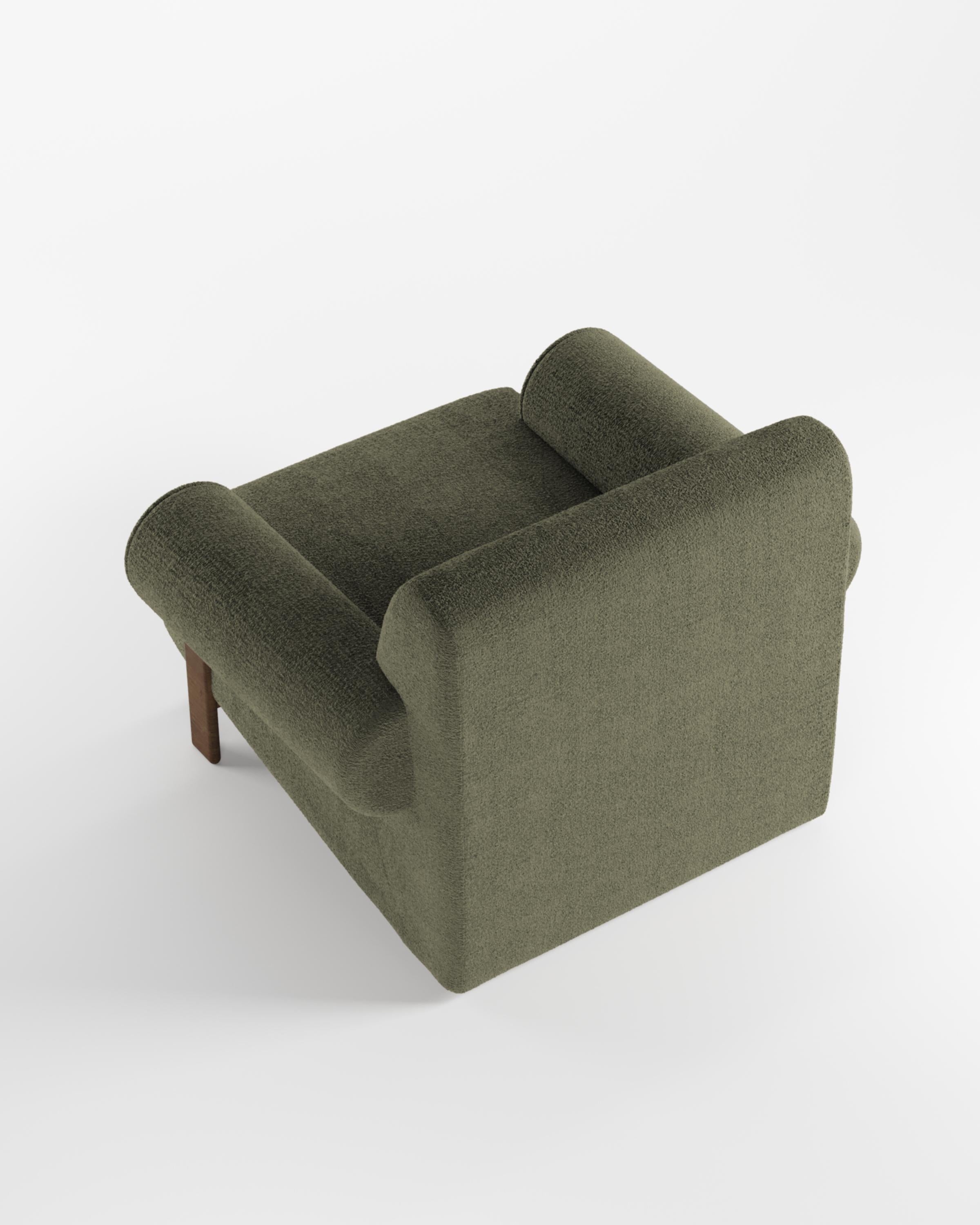 olive green boucle chair