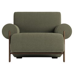 Contemporary Modern Paloma Armchair in Bouclé Olive by Collector