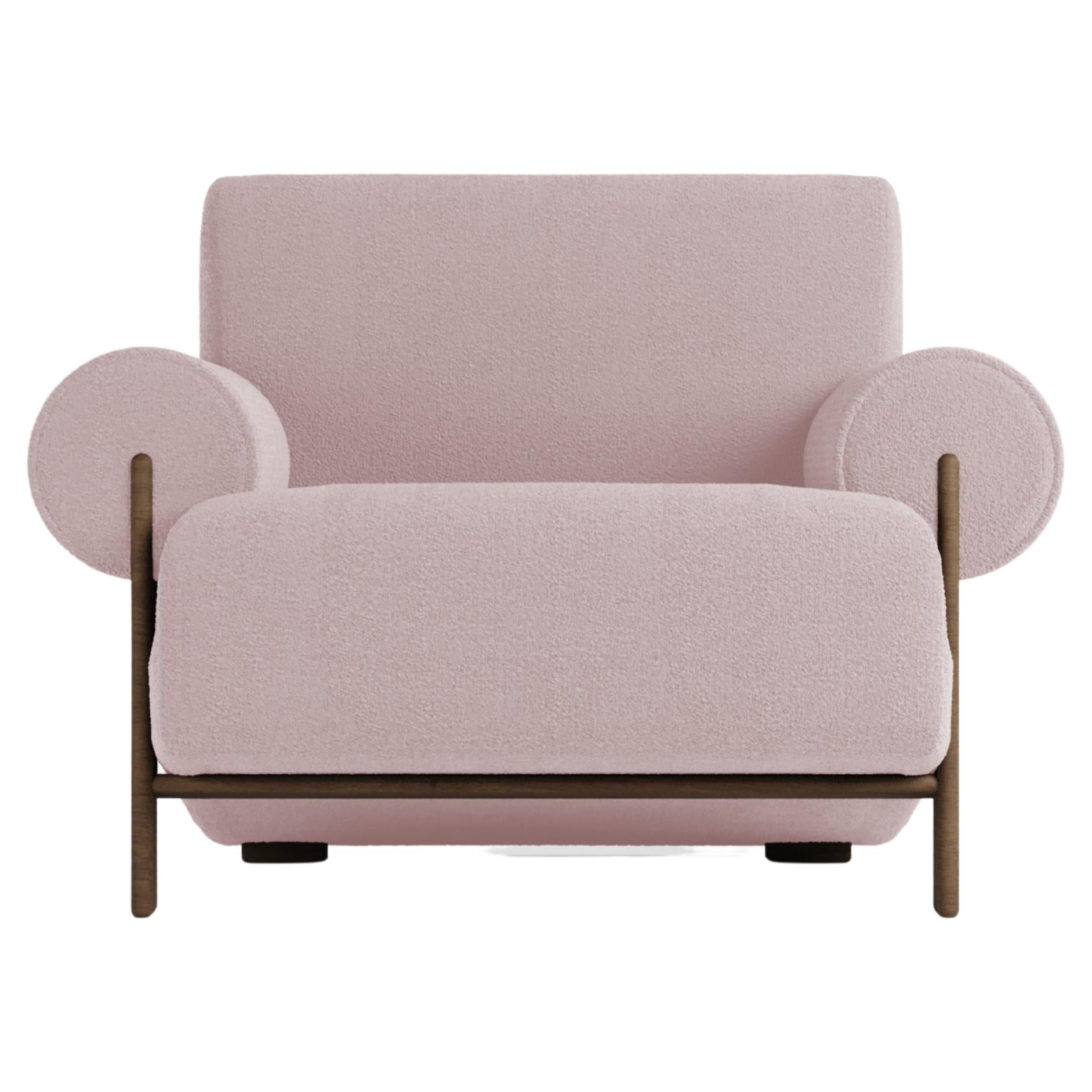 Contemporary Modern Paloma Armchair in Boucle Rose by Collector For Sale