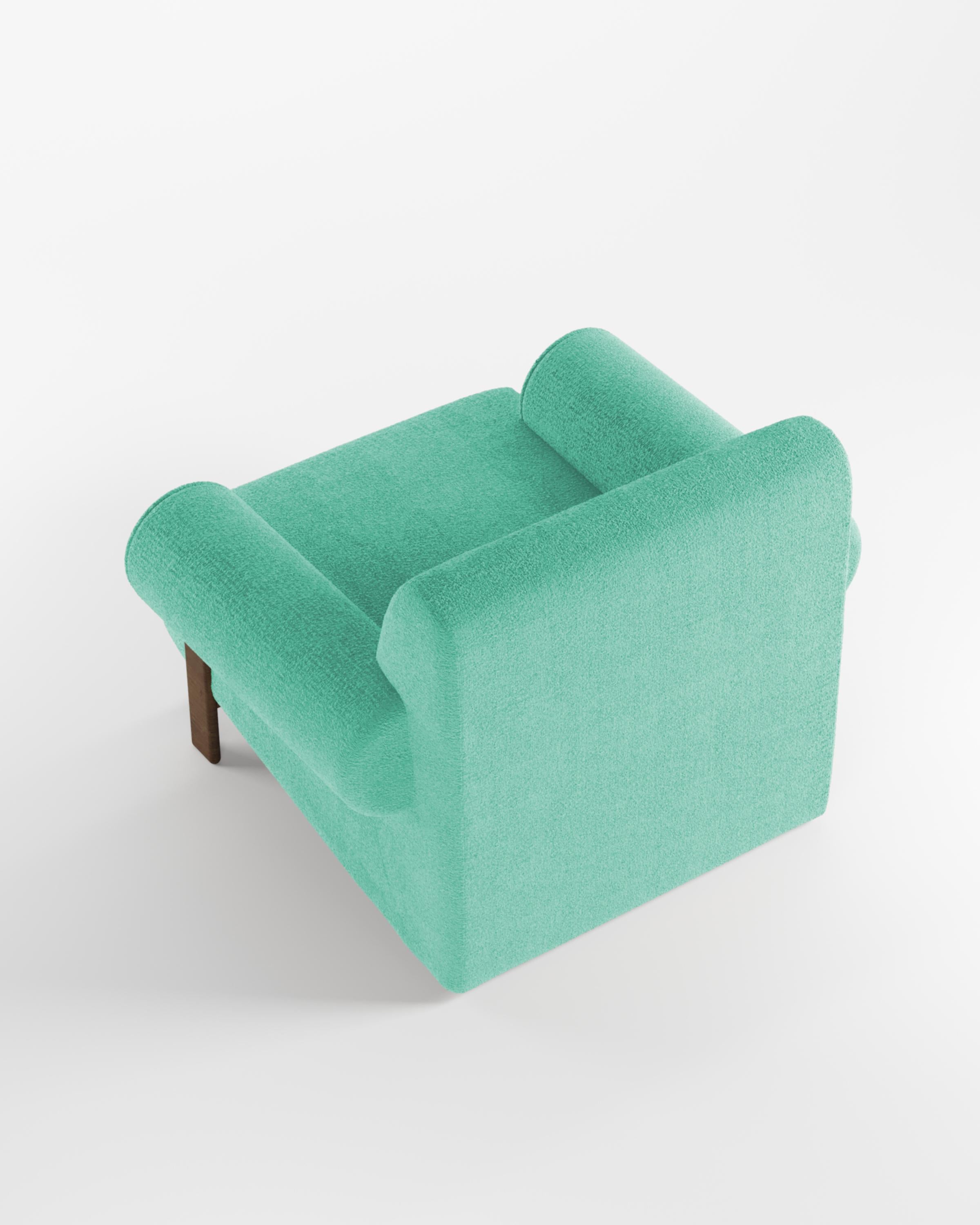 Fabric Contemporary Modern Paloma Armchair in Bouclé Teal by Collector For Sale