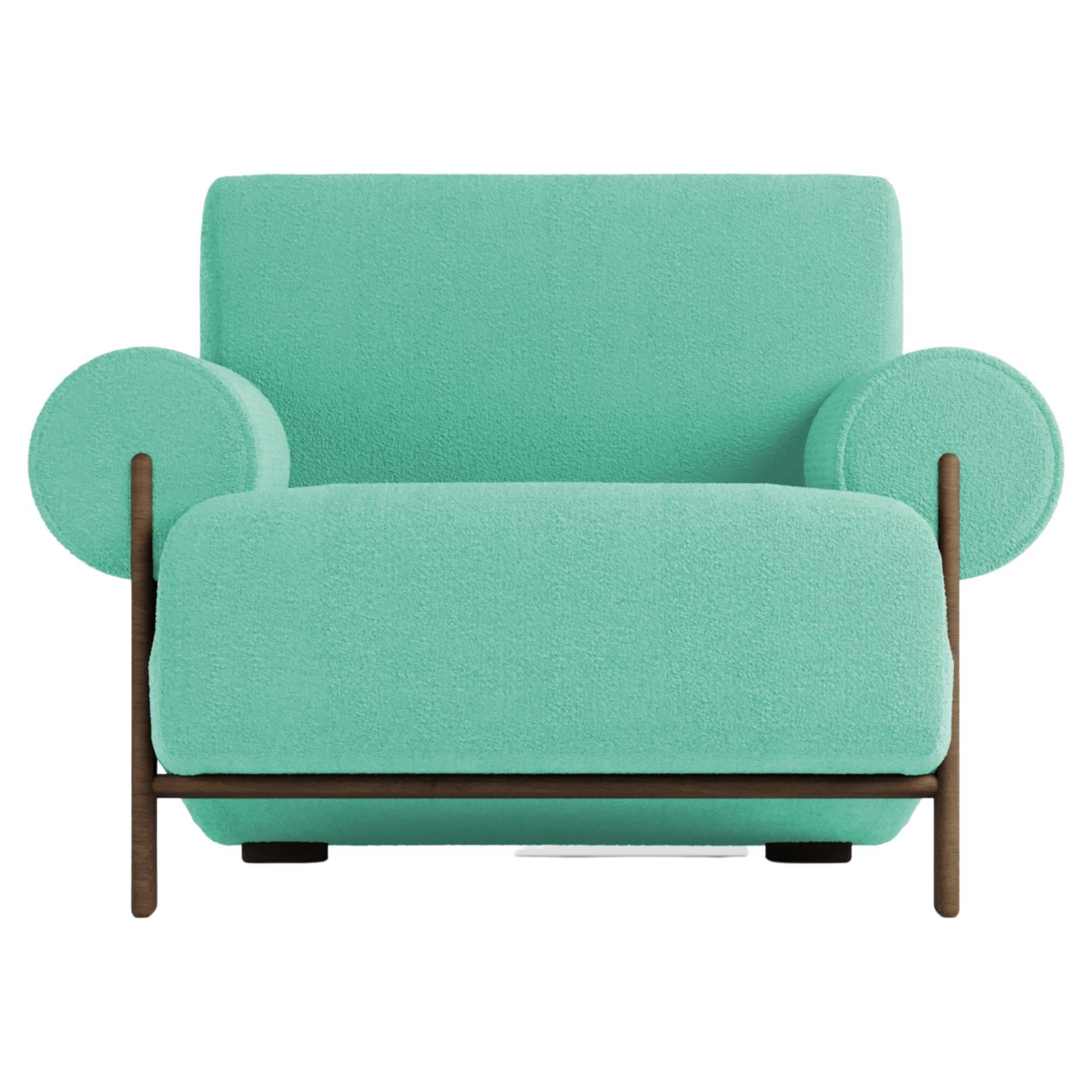 Contemporary Modern Paloma Armchair in Bouclé Teal by Collector For Sale