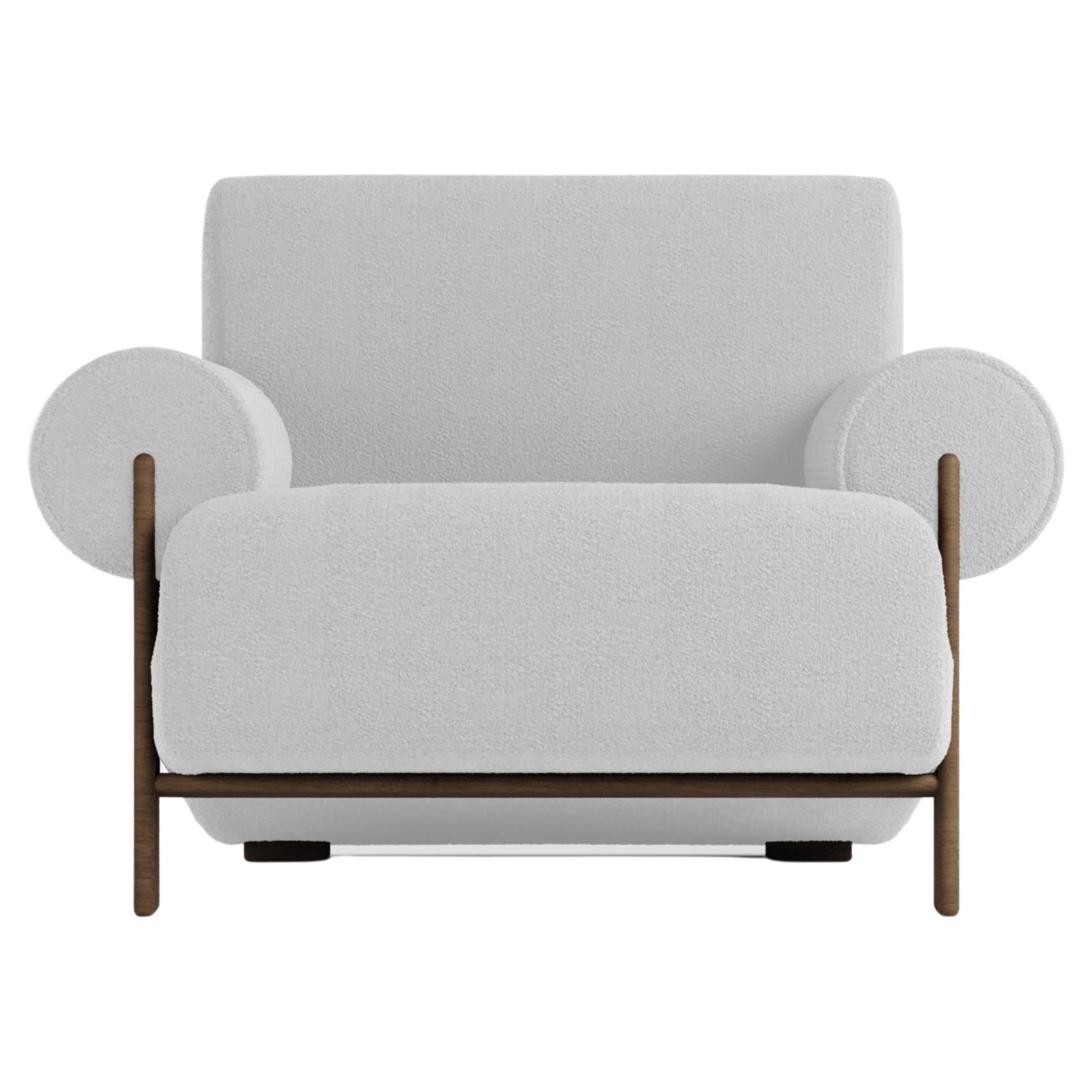 Contemporary Modern Paloma Armchair in Boucle White by Collector