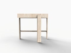 Contemporary Modern Paloma Side Table in Travertino by Bernhardt & Vella
