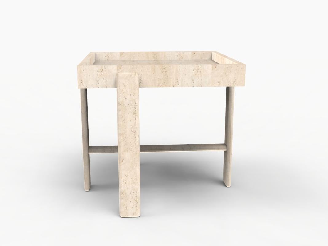 Contemporary Modern Paloma Side Table in Travertino by Bernhardt & Vella In New Condition For Sale In Castelo da Maia, PT