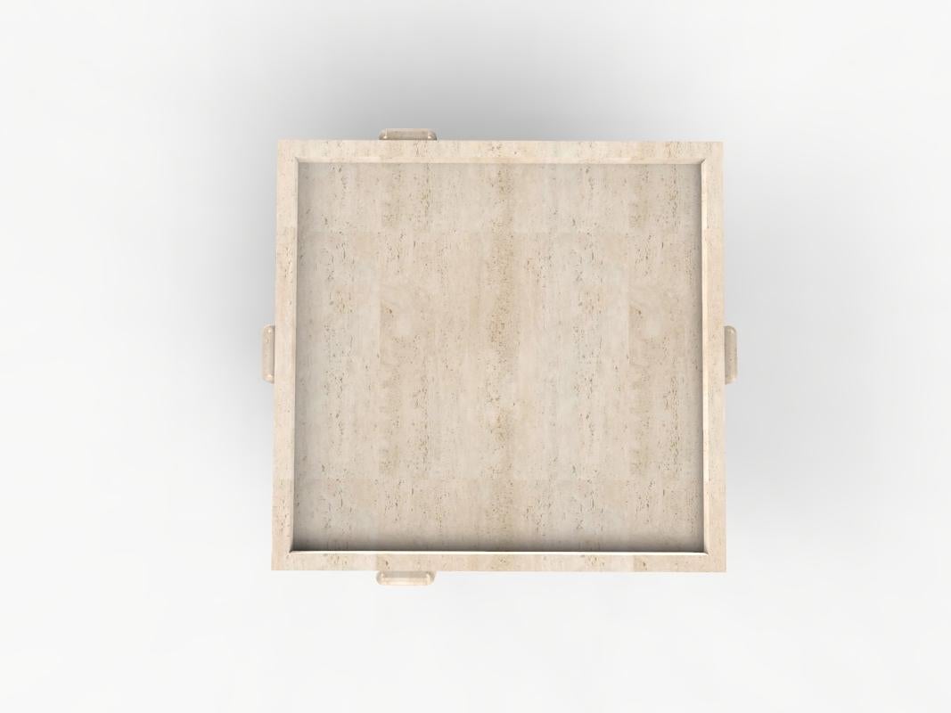 Oak Contemporary Modern Paloma Side Table in Travertino by Bernhardt & Vella For Sale