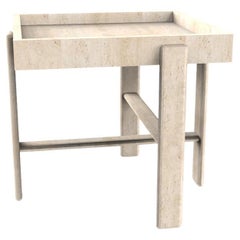 Contemporary Modern Paloma Side Table in Travertino by Bernhardt & Vella