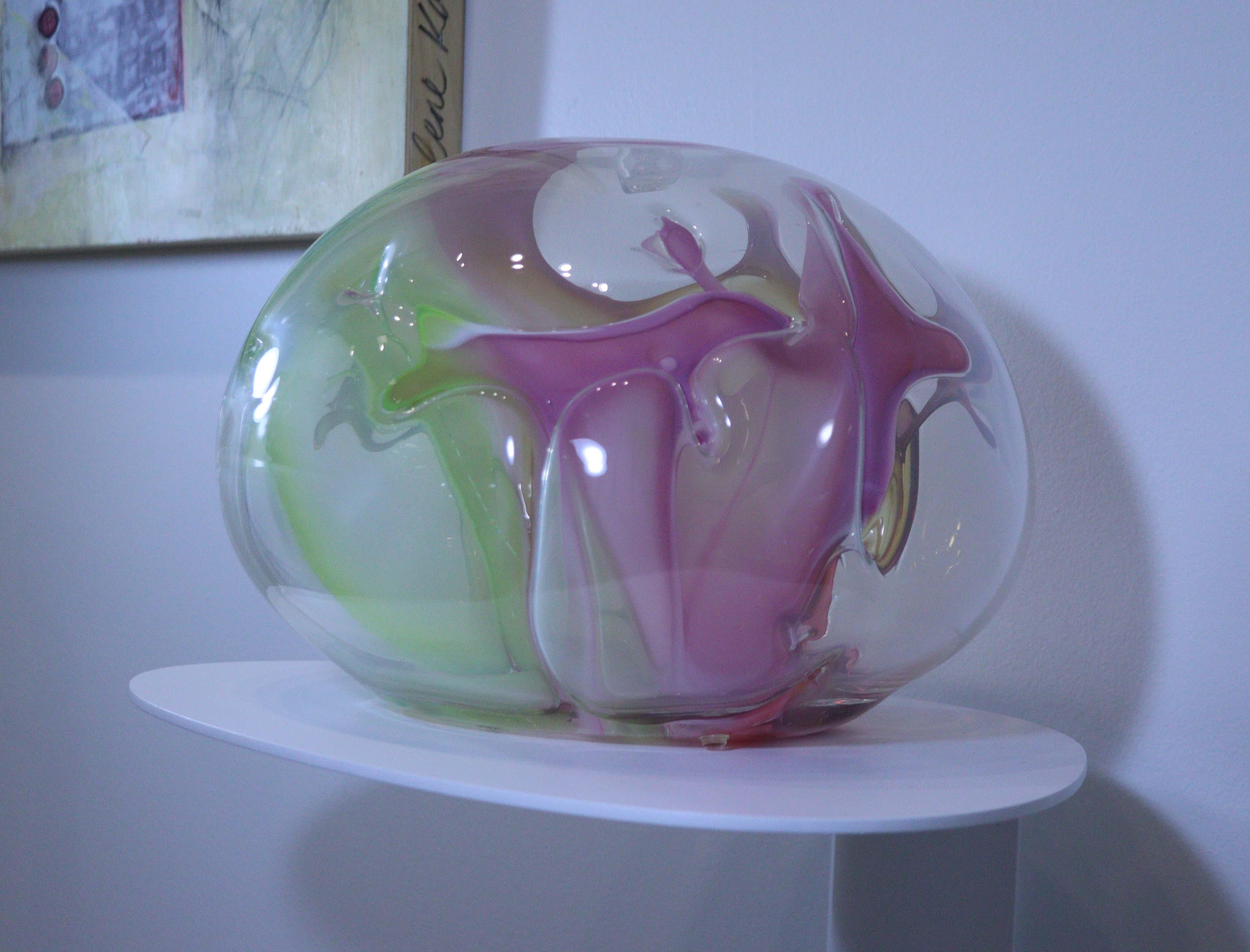 Art Glass Contemporary Modern Peter Bramhall Signed Glass Sculpture
