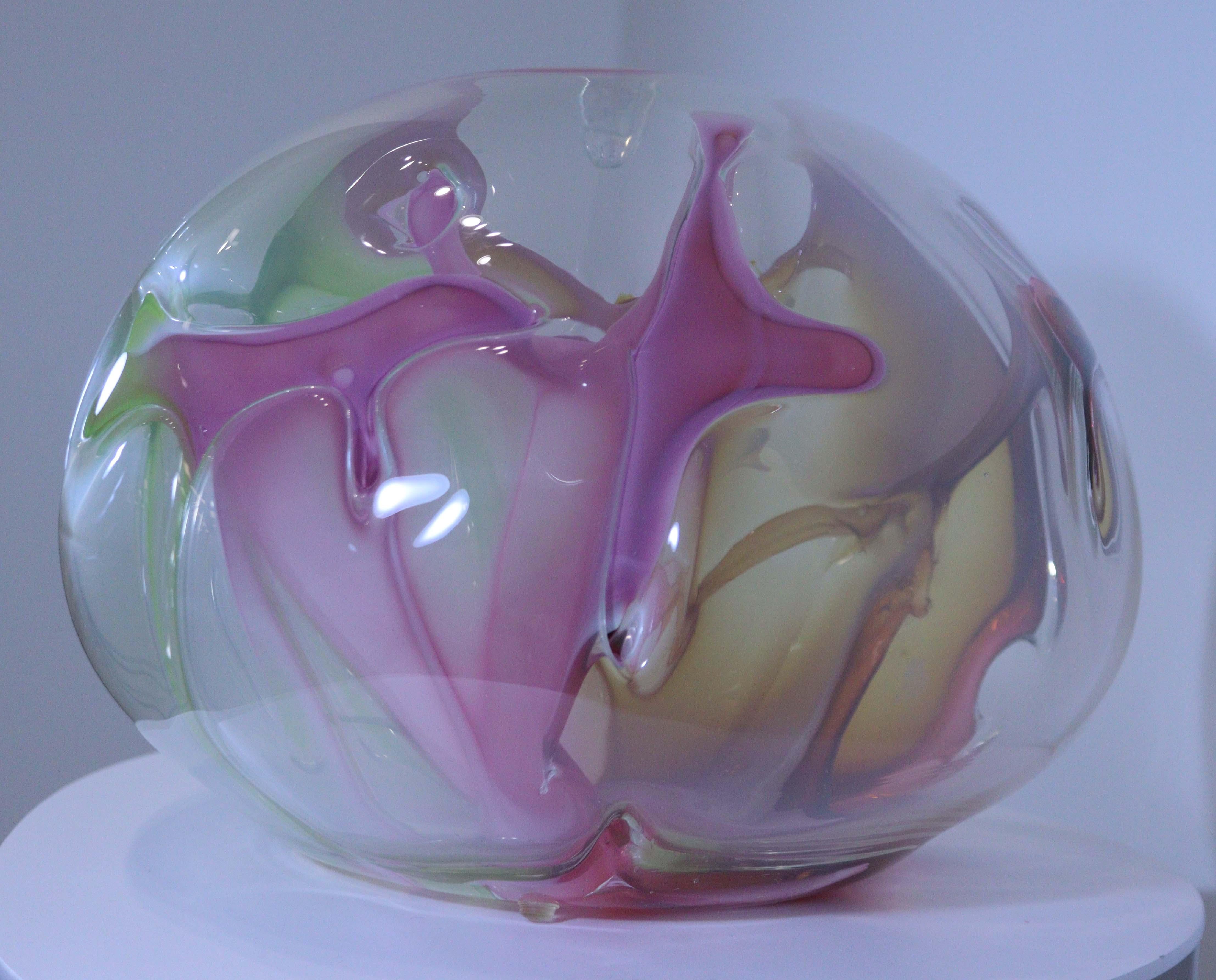 Contemporary Modern Peter Bramhall Signed Glass Sculpture 3