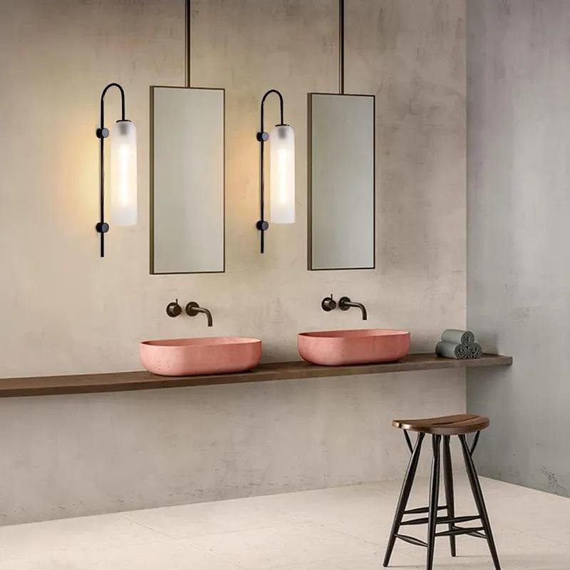 Frosted Contemporary Modern Plug in Glass and Metal Wall Sconce