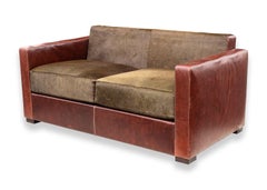 Contemporary Modern Poltrona Frau Peter Marino Linea A Leather and Hide Sofa