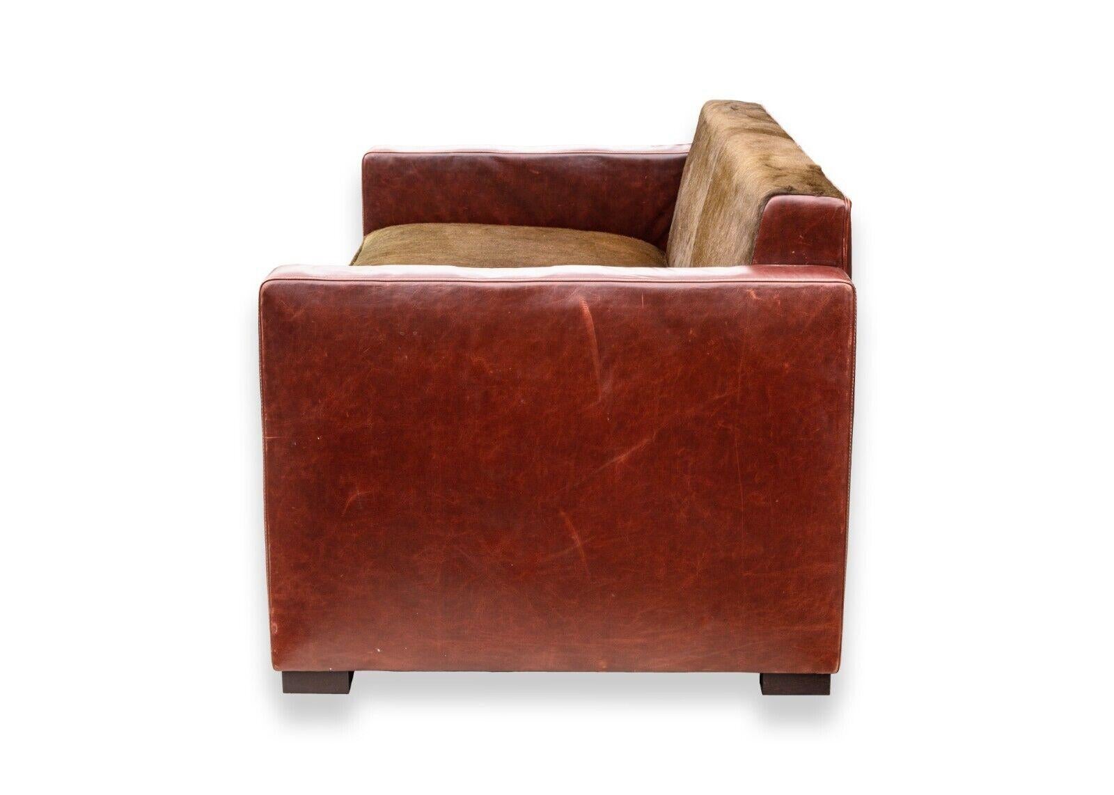 French Contemporary Modern Poltrona Frau Peter Marino Linea A Leather and Hide Sofa