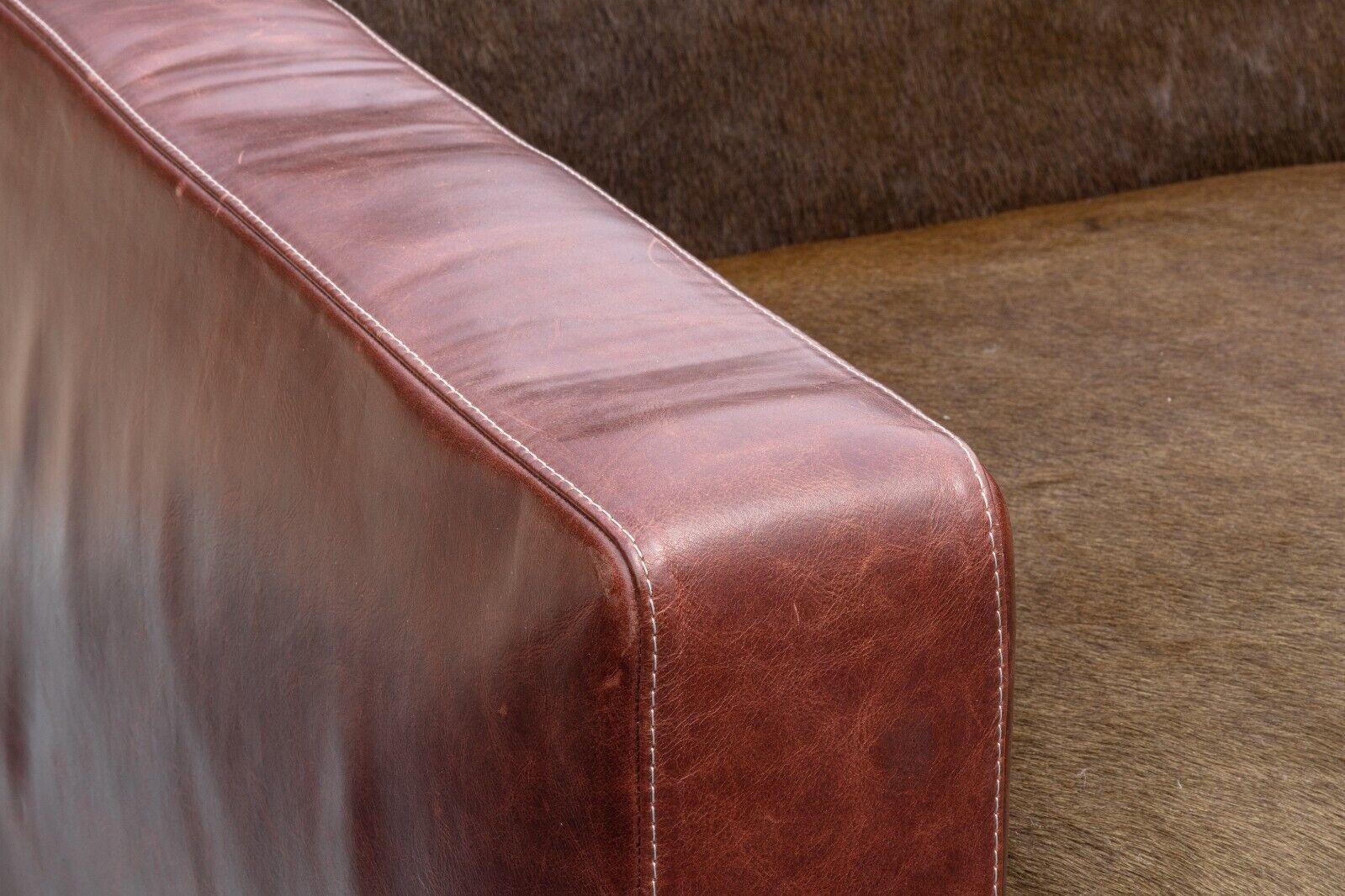 20th Century Contemporary Modern Poltrona Frau Peter Marino Linea A Leather and Hide Sofa