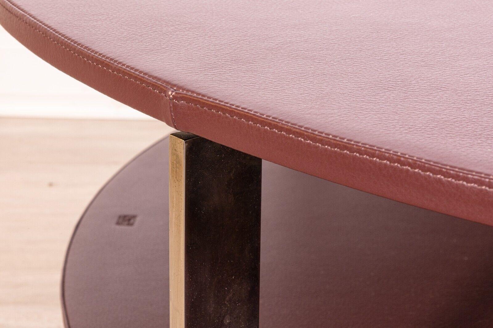 Italian Contemporary Modern Poltrona Frau Regolo Leather Wrapped Two Tier Coffee Table